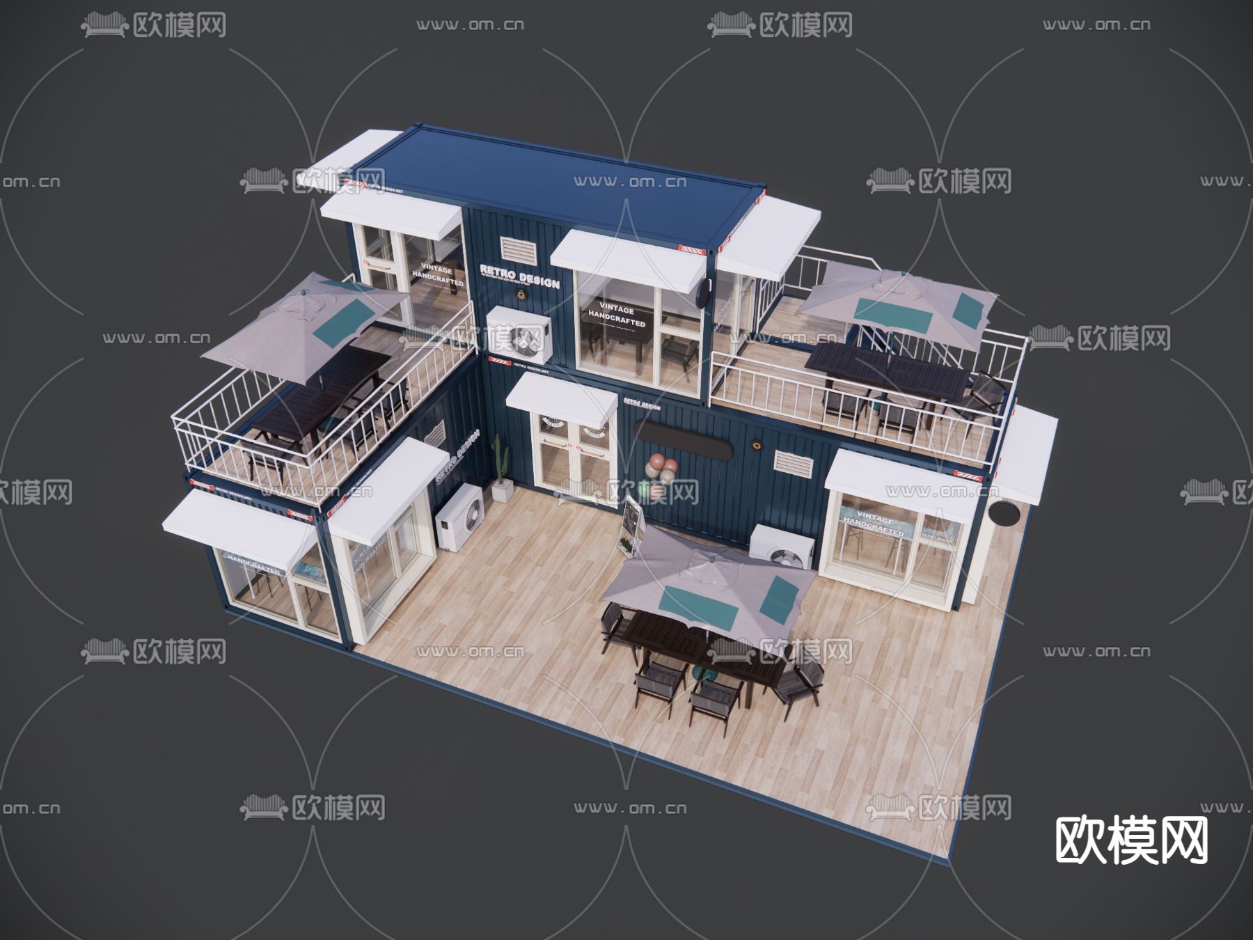 集装箱小店 小卖部 售货亭su模型下载（渲染图1）