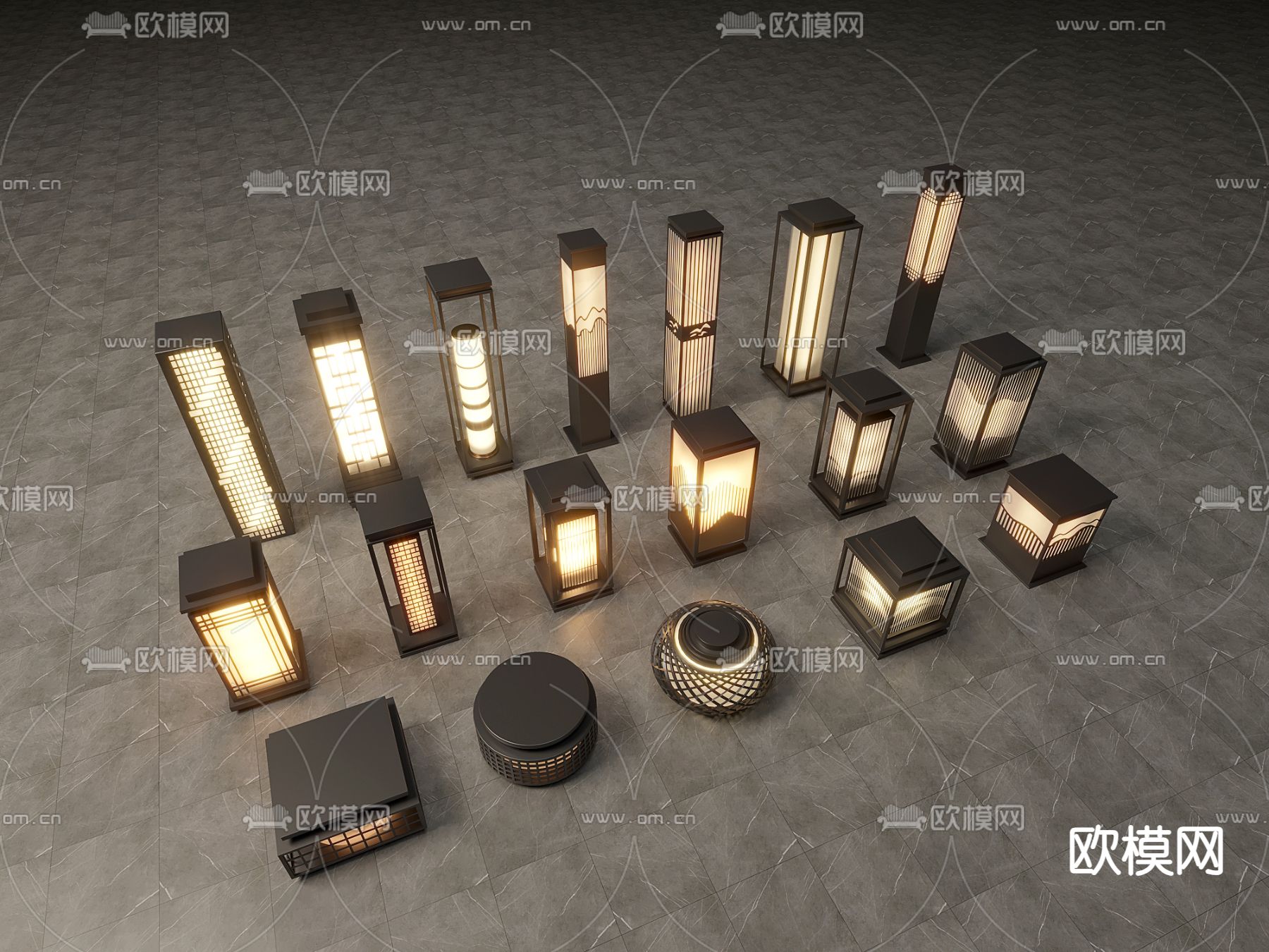 景观灯 户外灯 草坪灯 地灯su模型下载（渲染图1）