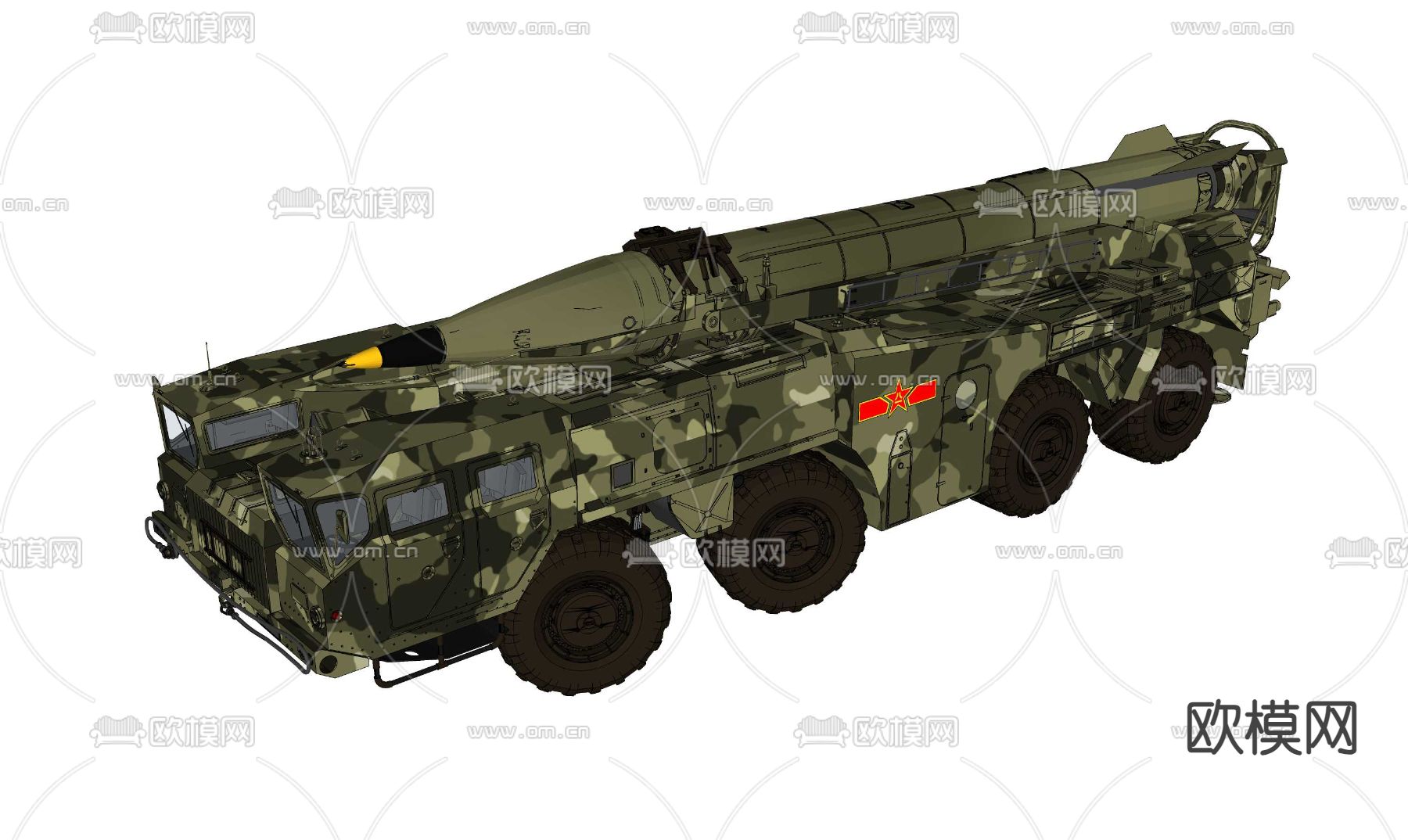东风导弹运输车su模型下载（渲染图4）