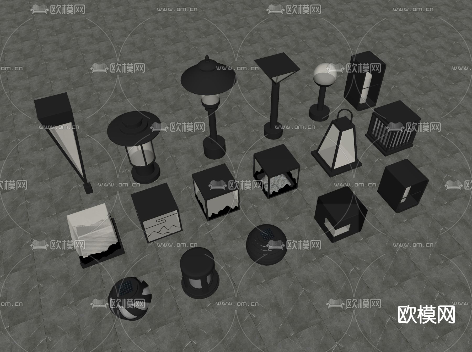 景观灯 户外灯 草坪灯 地灯su模型下载（渲染图2）