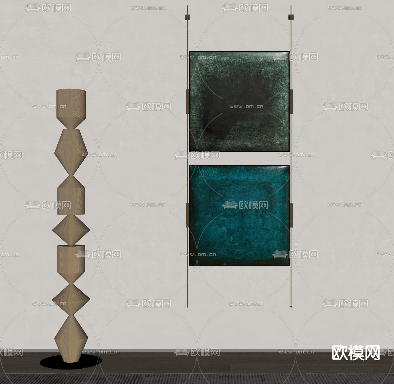 侘寂风装饰画 挂画su模型下载（渲染图2）