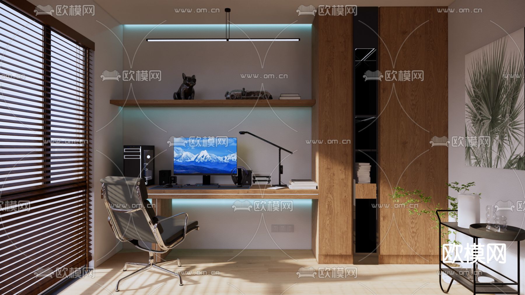 电竞房 电脑房su模型下载（渲染图1）