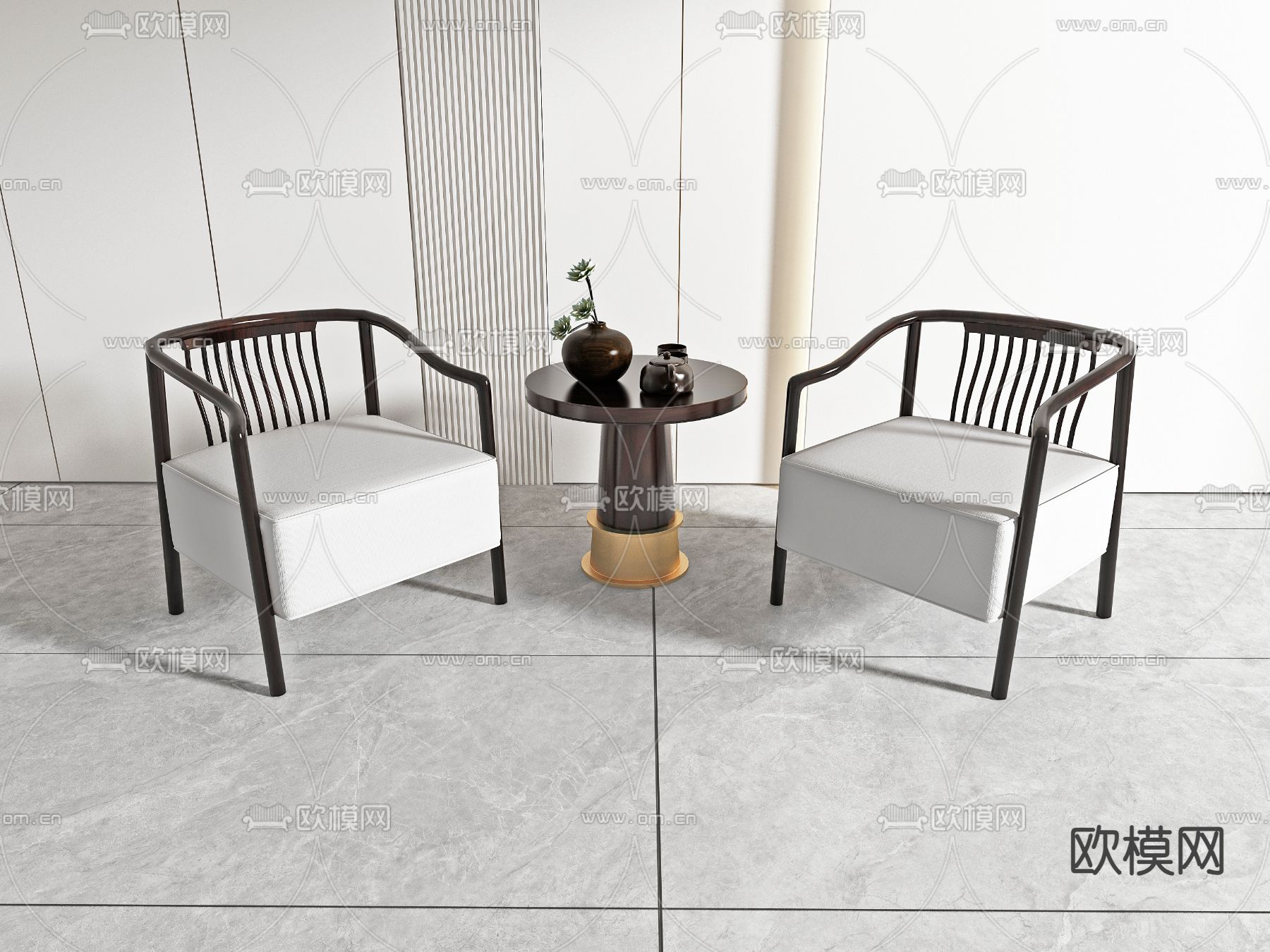 中式休闲椅3d模型下载