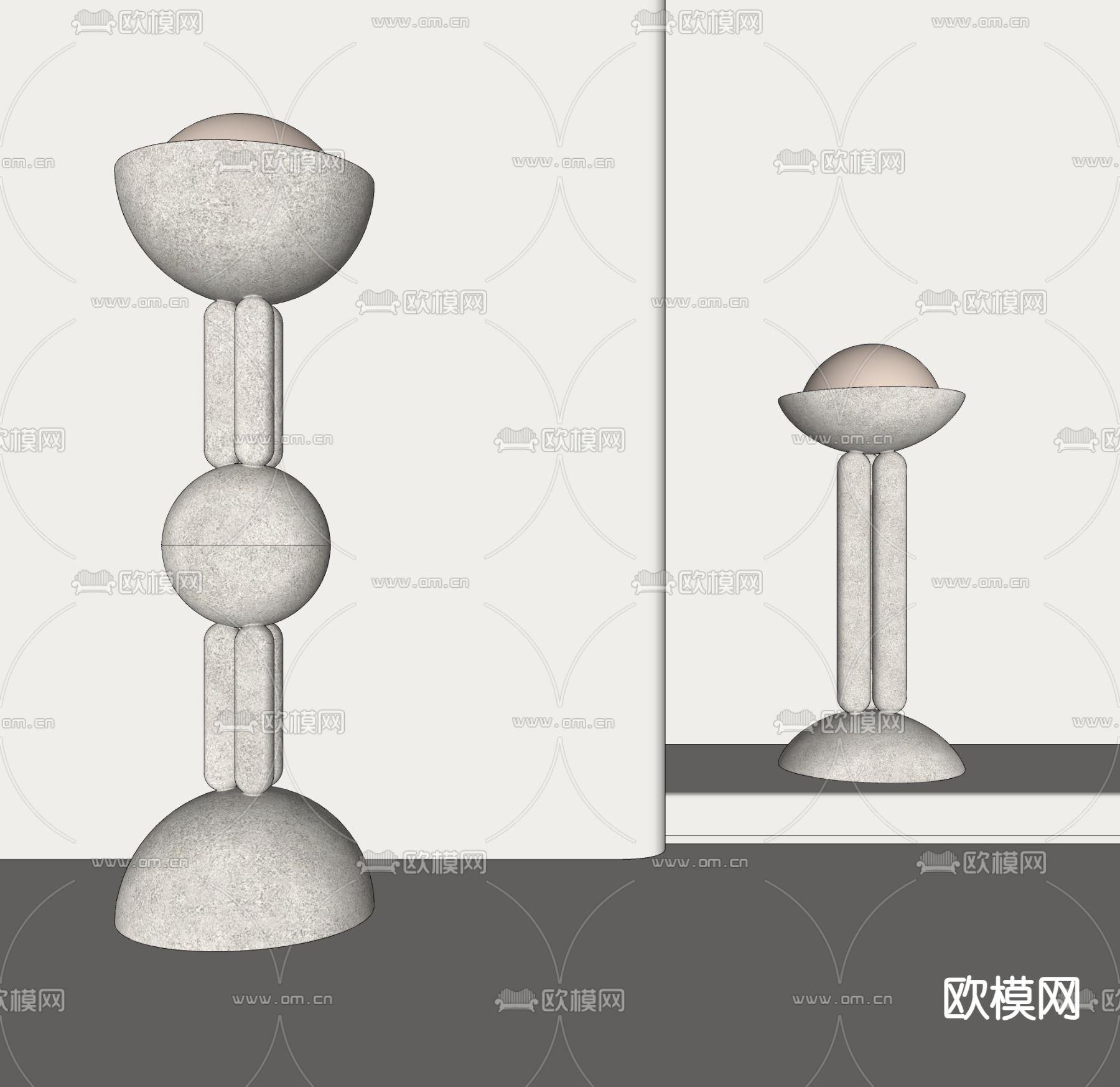 侘寂风落地灯su模型下载（渲染图2）