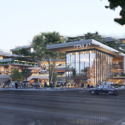  现代商业街 沿街商业su模型 