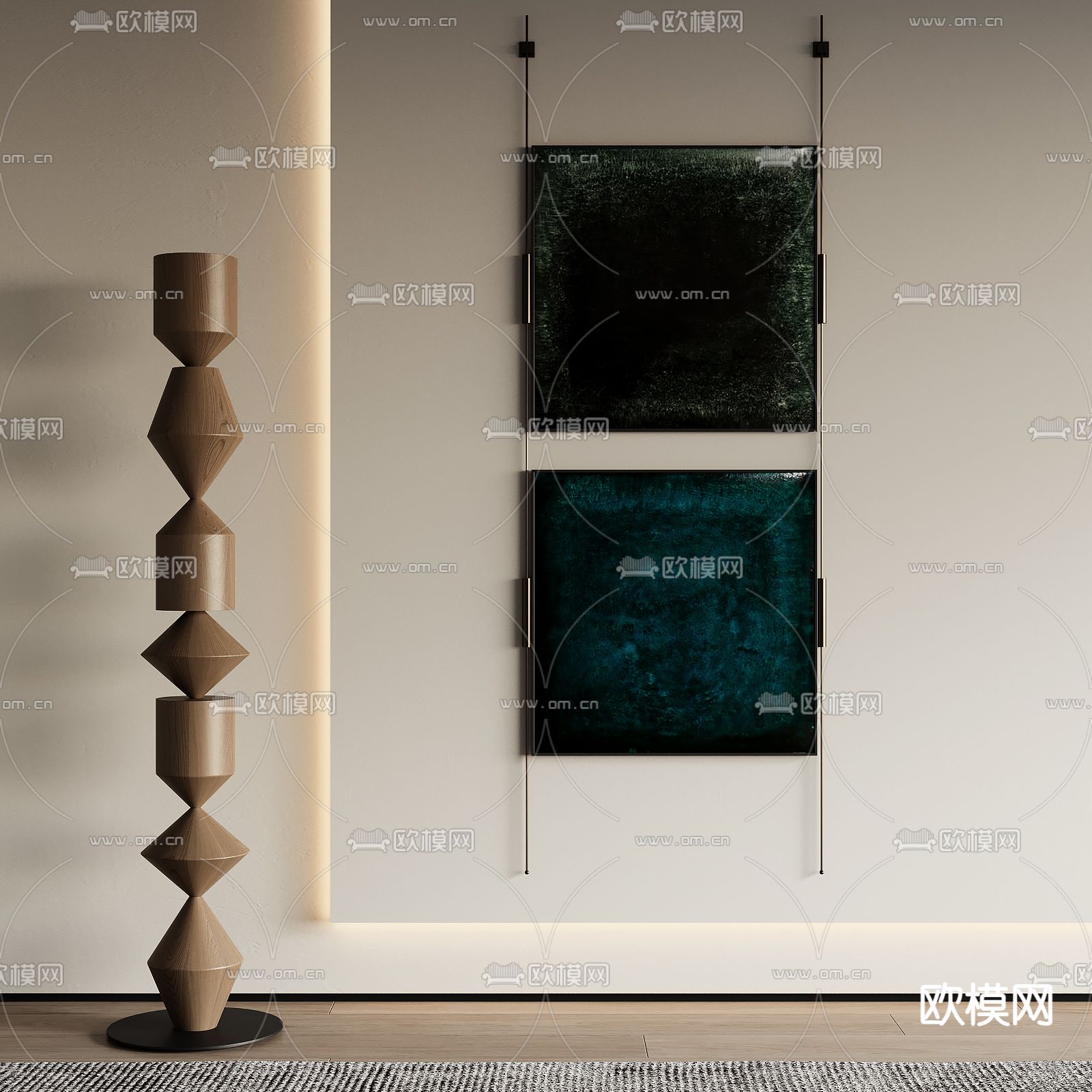 侘寂风装饰画 挂画su模型下载（渲染图1）