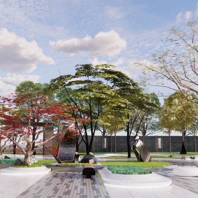  口袋公园 街头公园su模型 