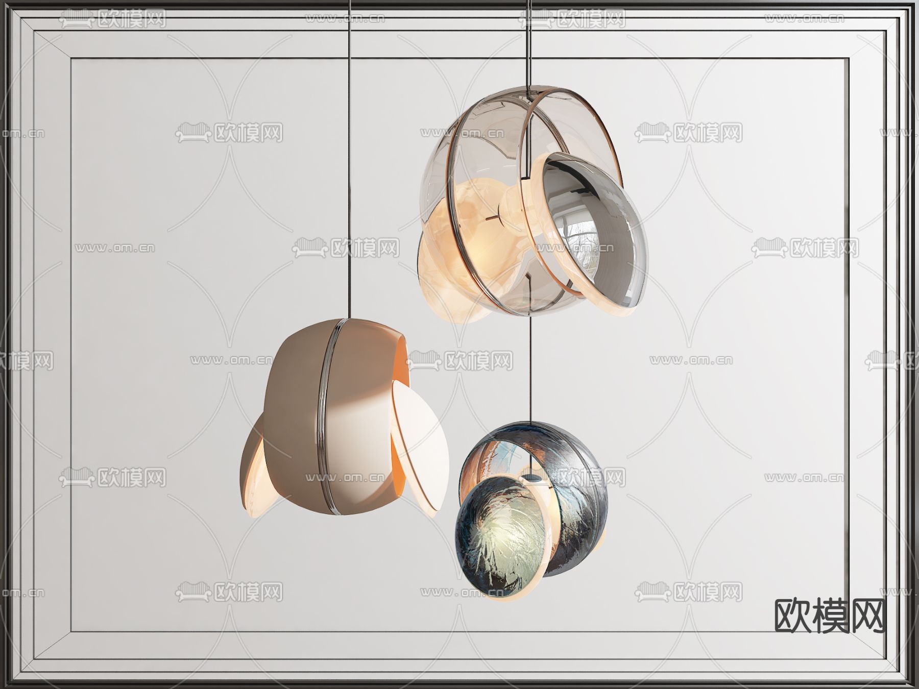 北欧小吊灯 床头吊灯su模型下载（渲染图1）