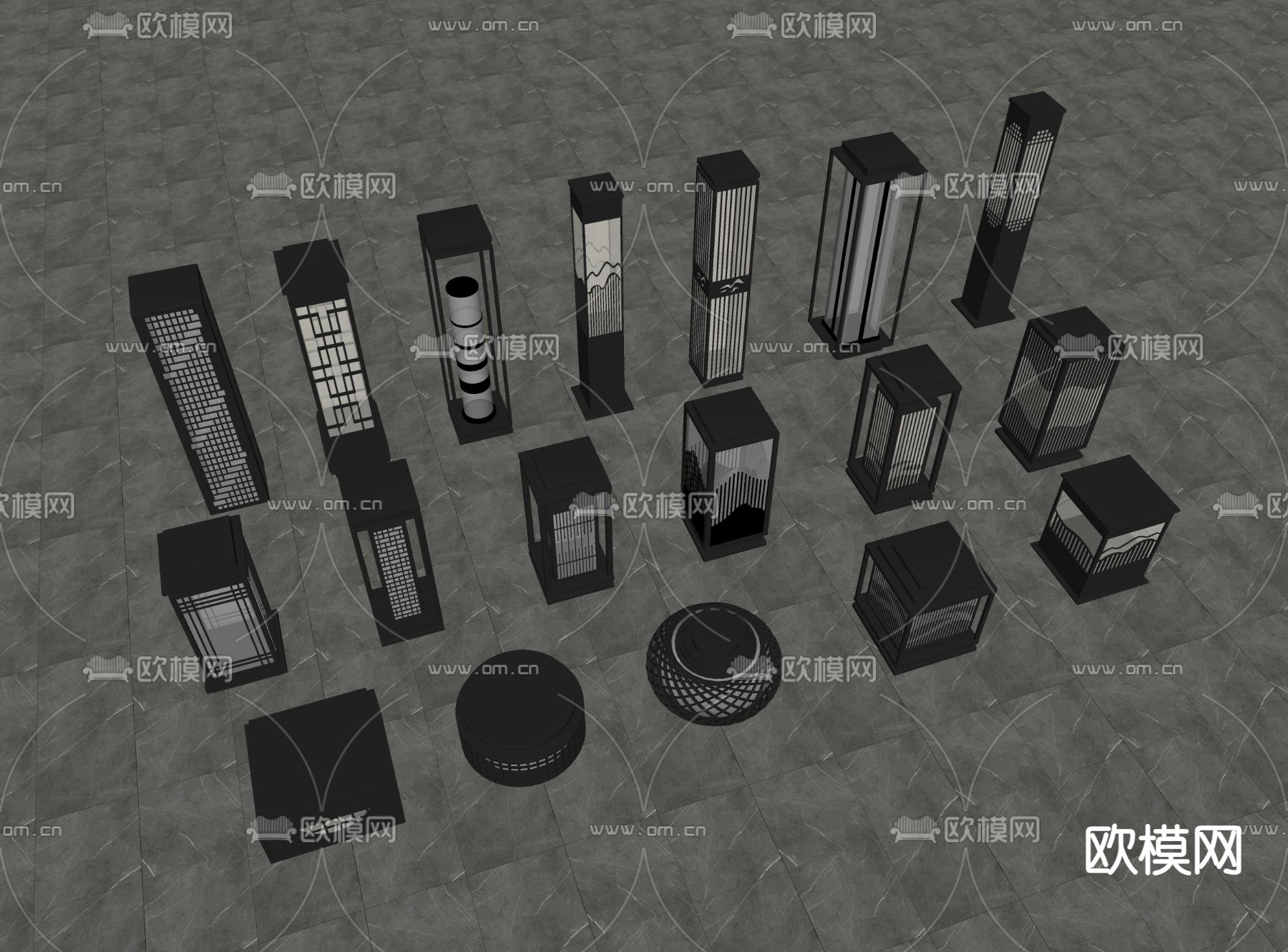 景观灯 户外灯 草坪灯 地灯su模型下载（渲染图2）