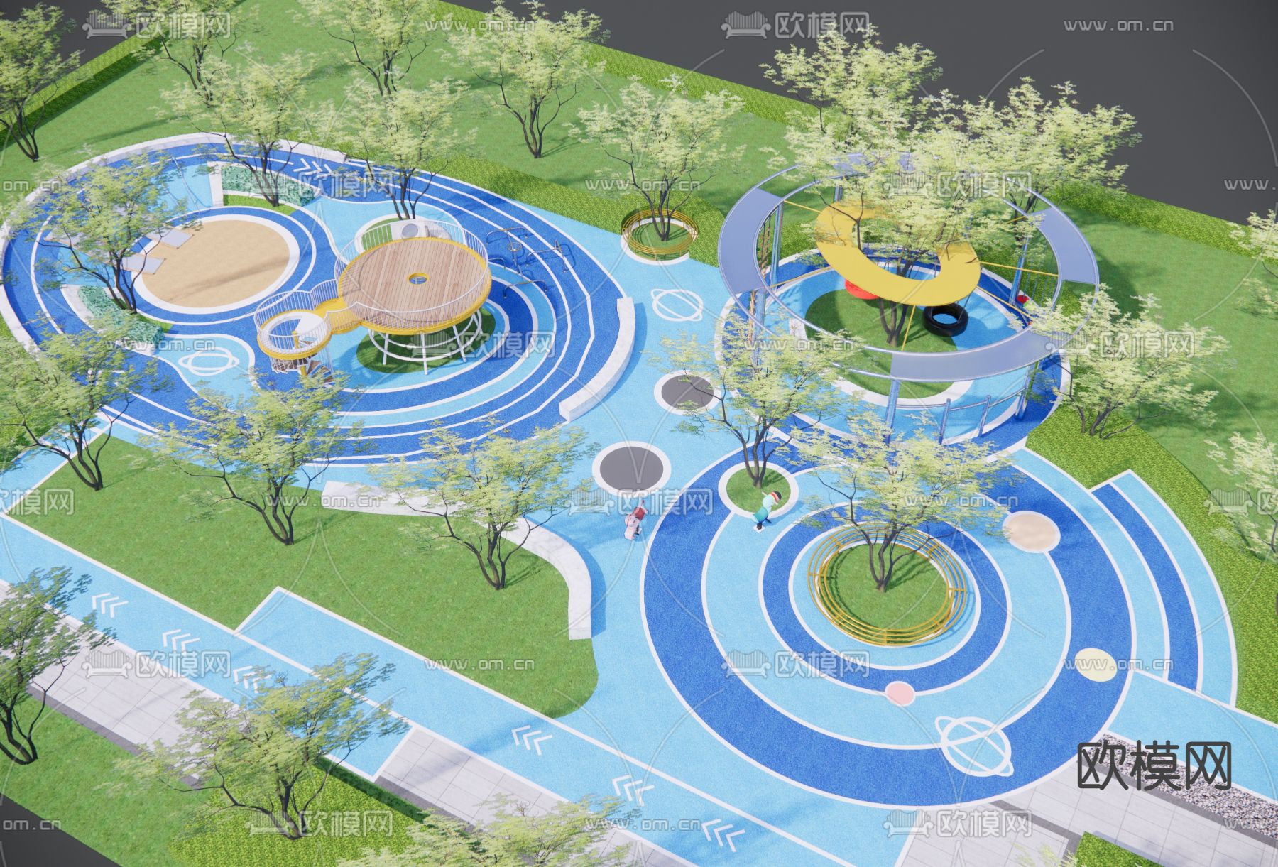 儿童游乐区 儿童活动场地su模型下载（渲染图3）