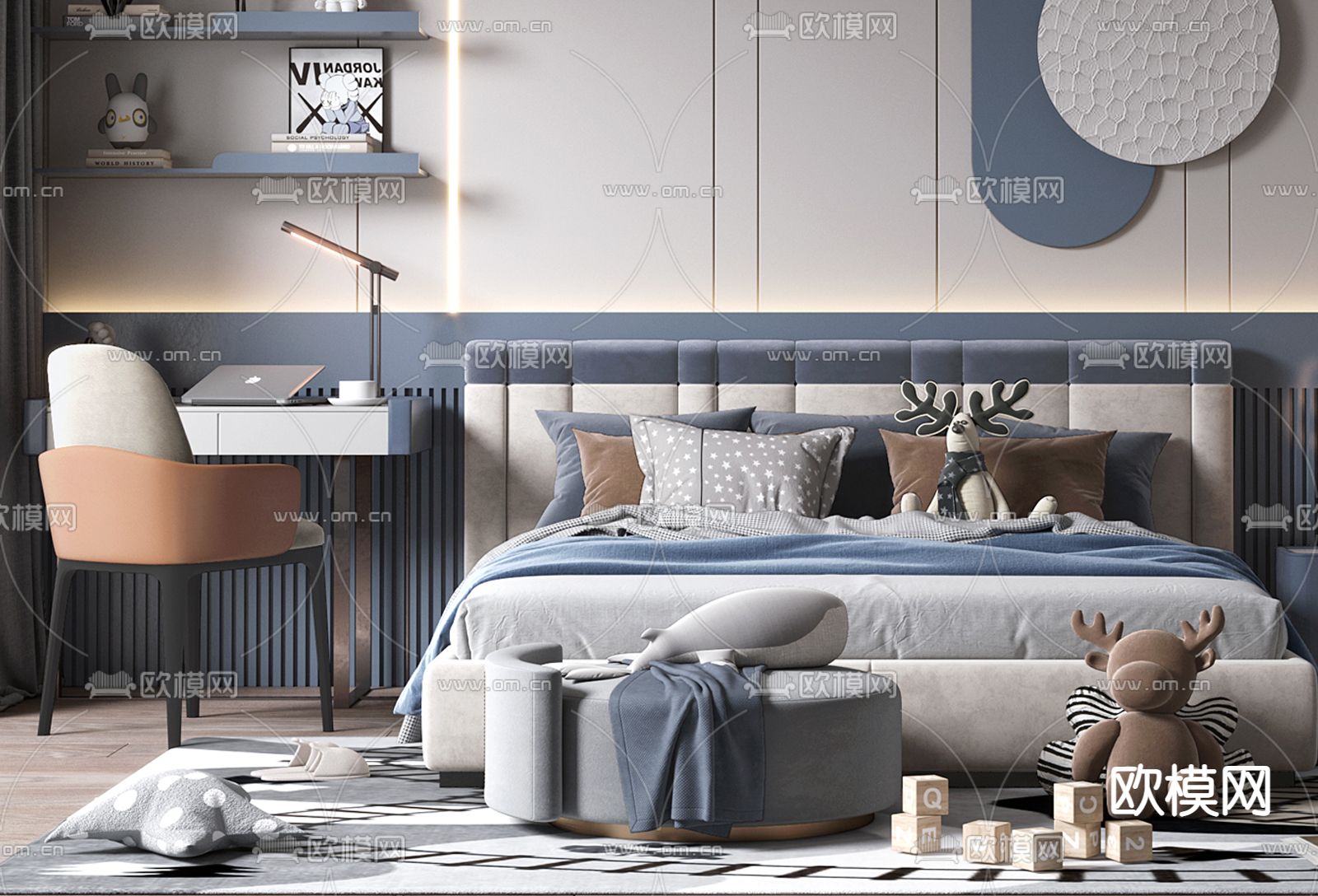 儿童房 男孩房 小孩房3d模型下载（渲染图4）