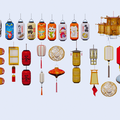  新中式灯笼 节庆灯 节日灯 氛围灯su模型 