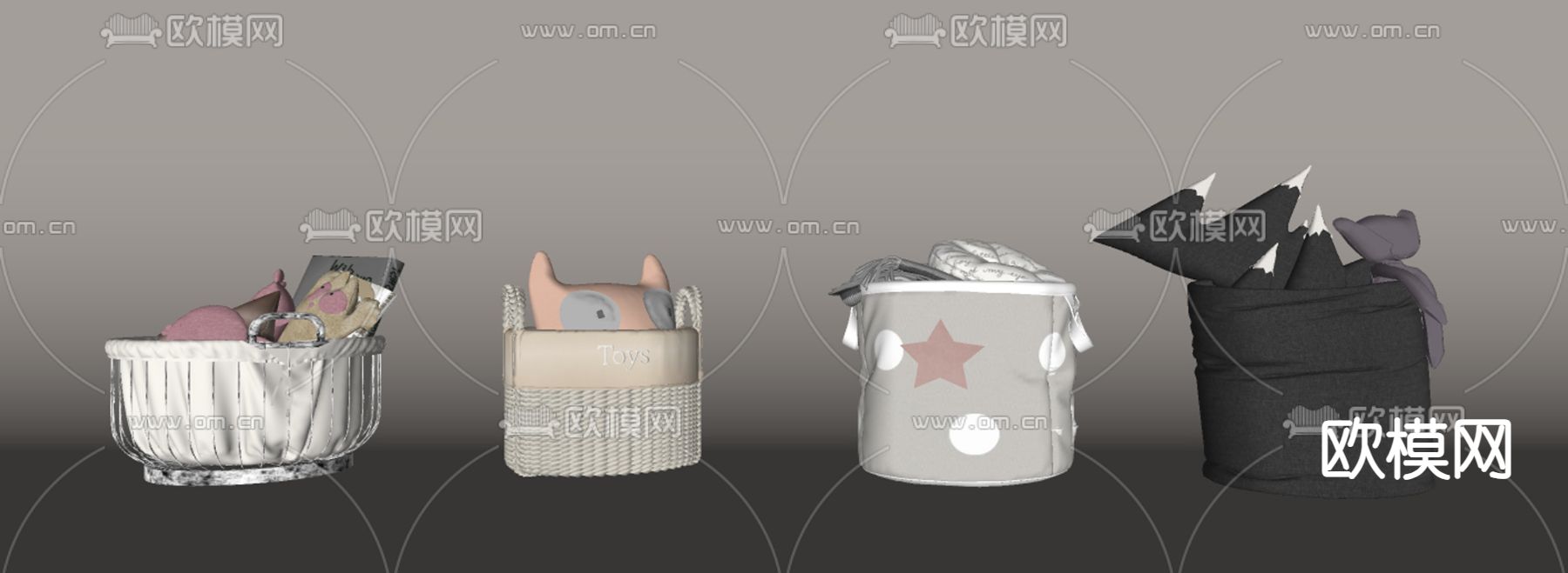 玩具收纳箱su模型下载（渲染图2）