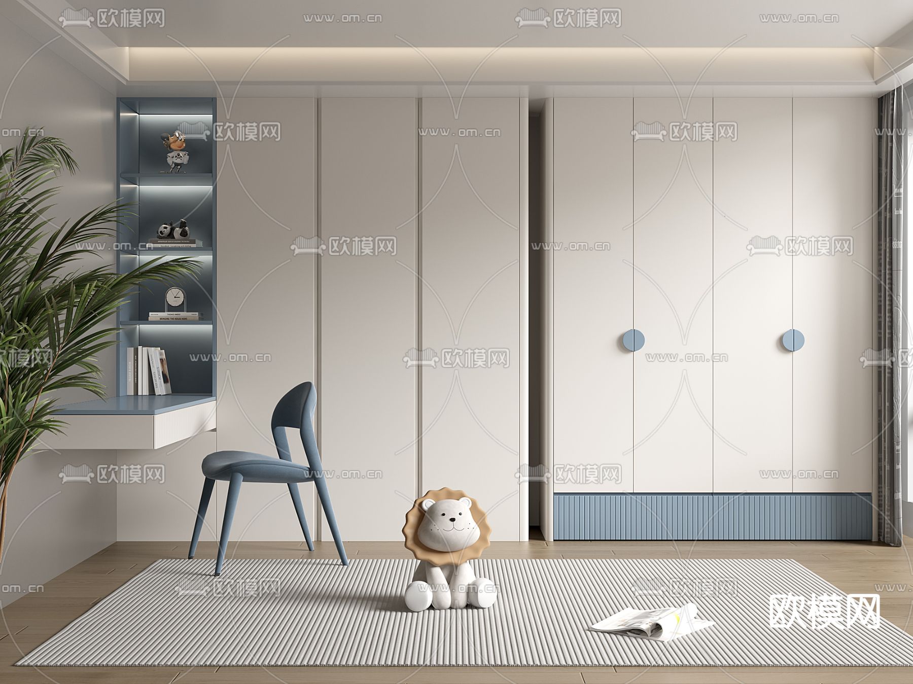 儿童衣柜 书桌3d模型下载