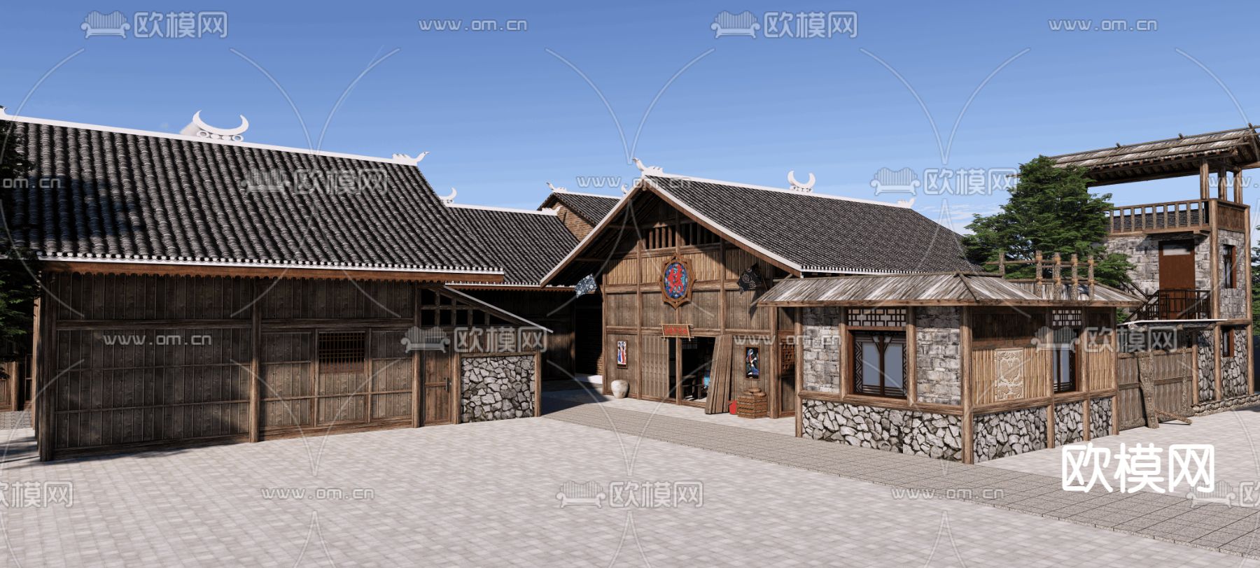 美丽乡村景观su模型下载（渲染图1）