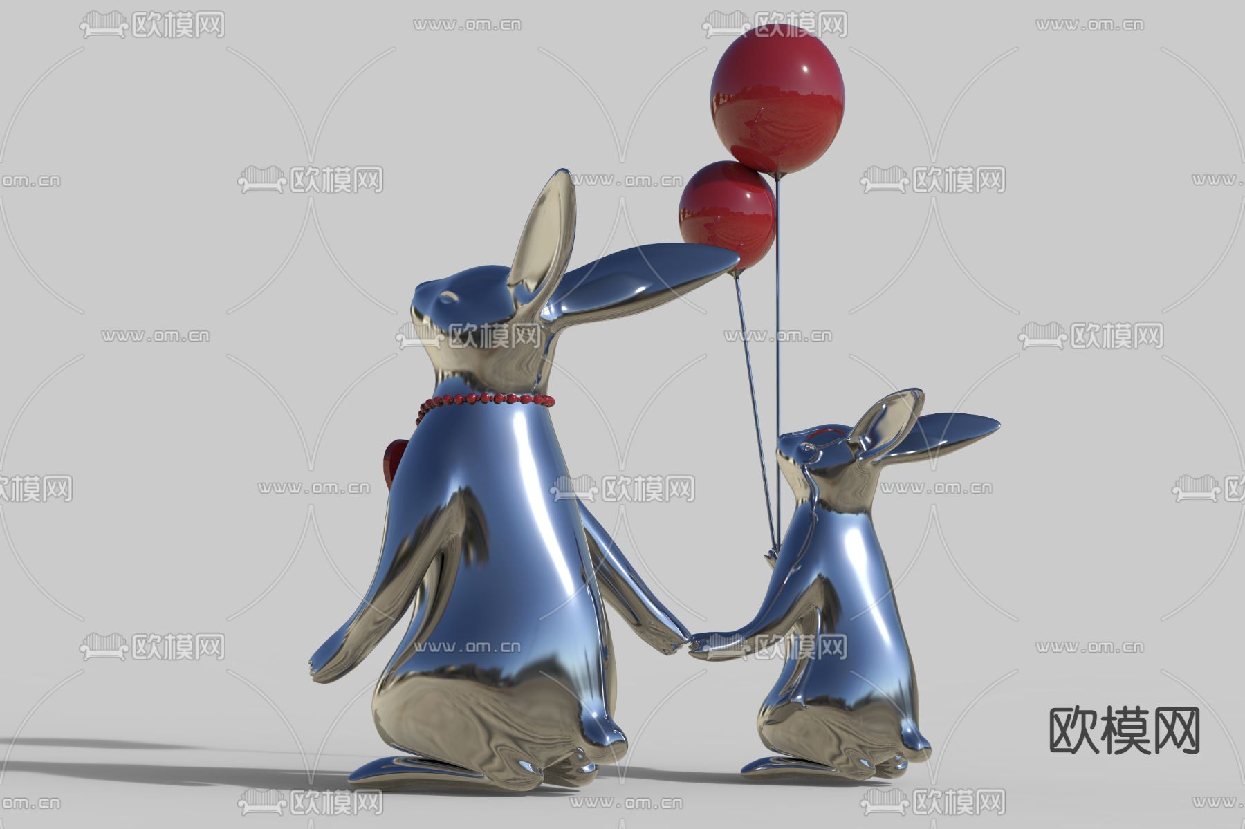 商业广场 兔子雕塑 公共艺术3d模型下载（渲染图3）