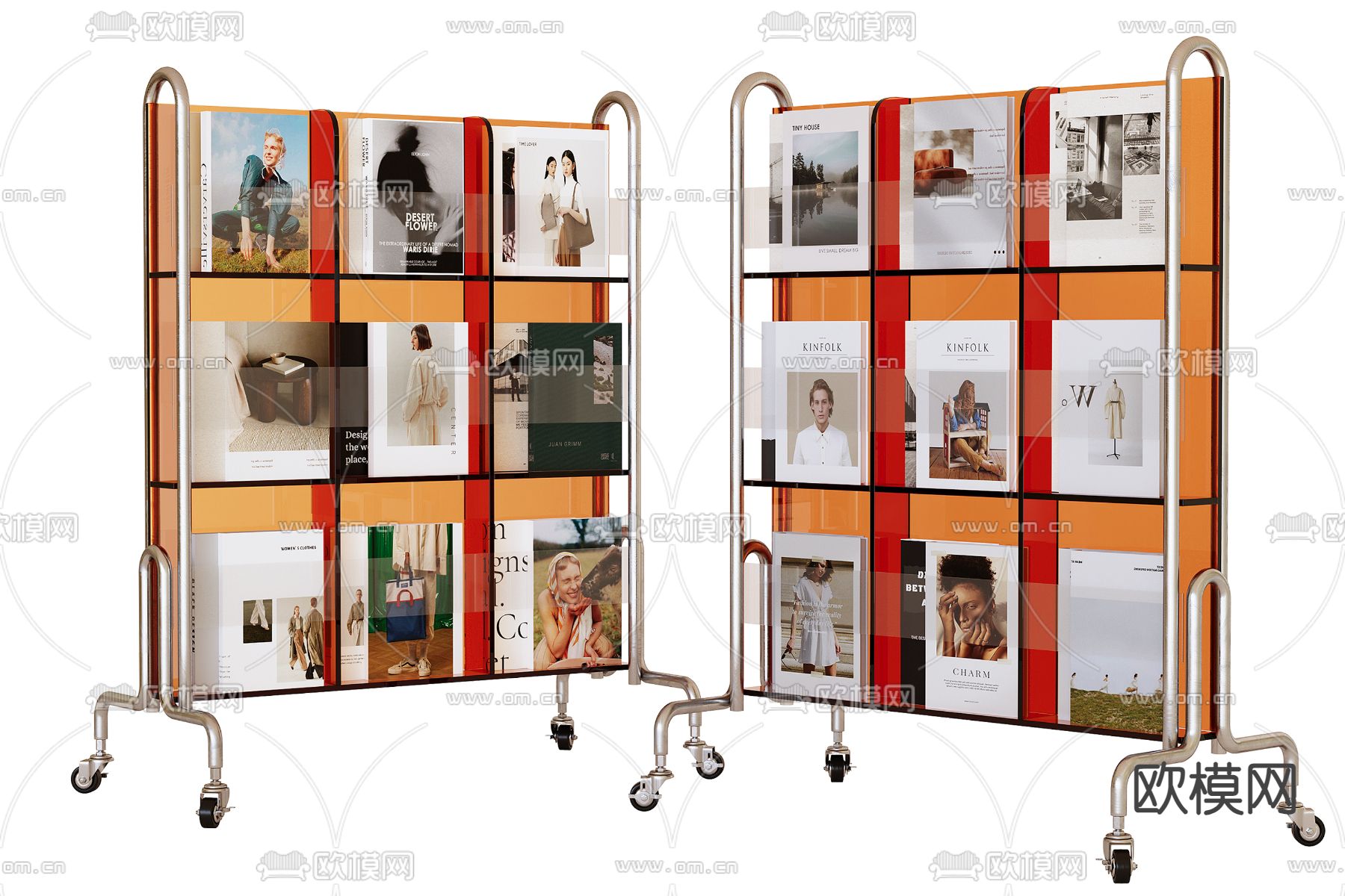 移动杂志架 书架3d模型下载