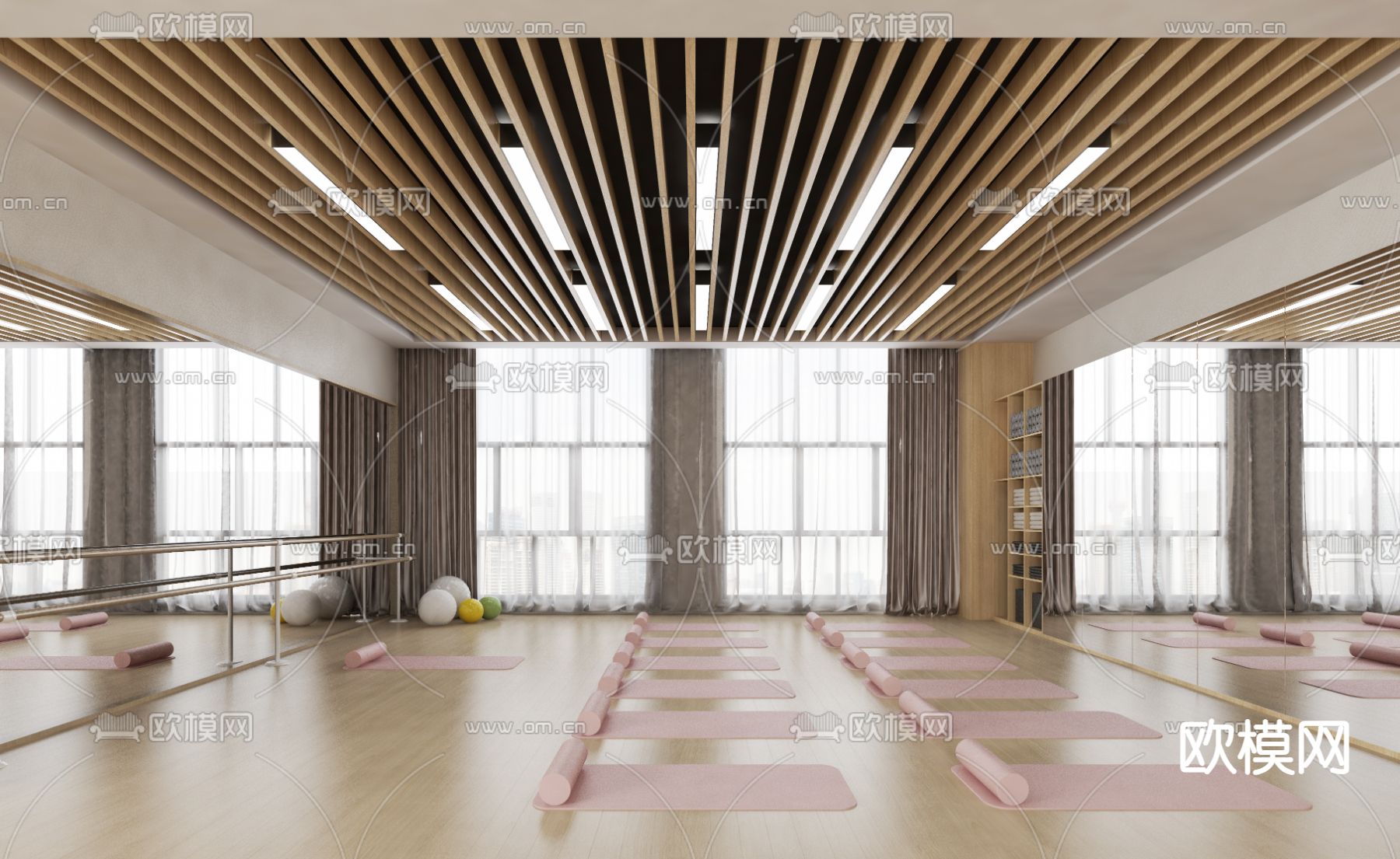 健身房 瑜伽室3d模型下载（渲染图2）