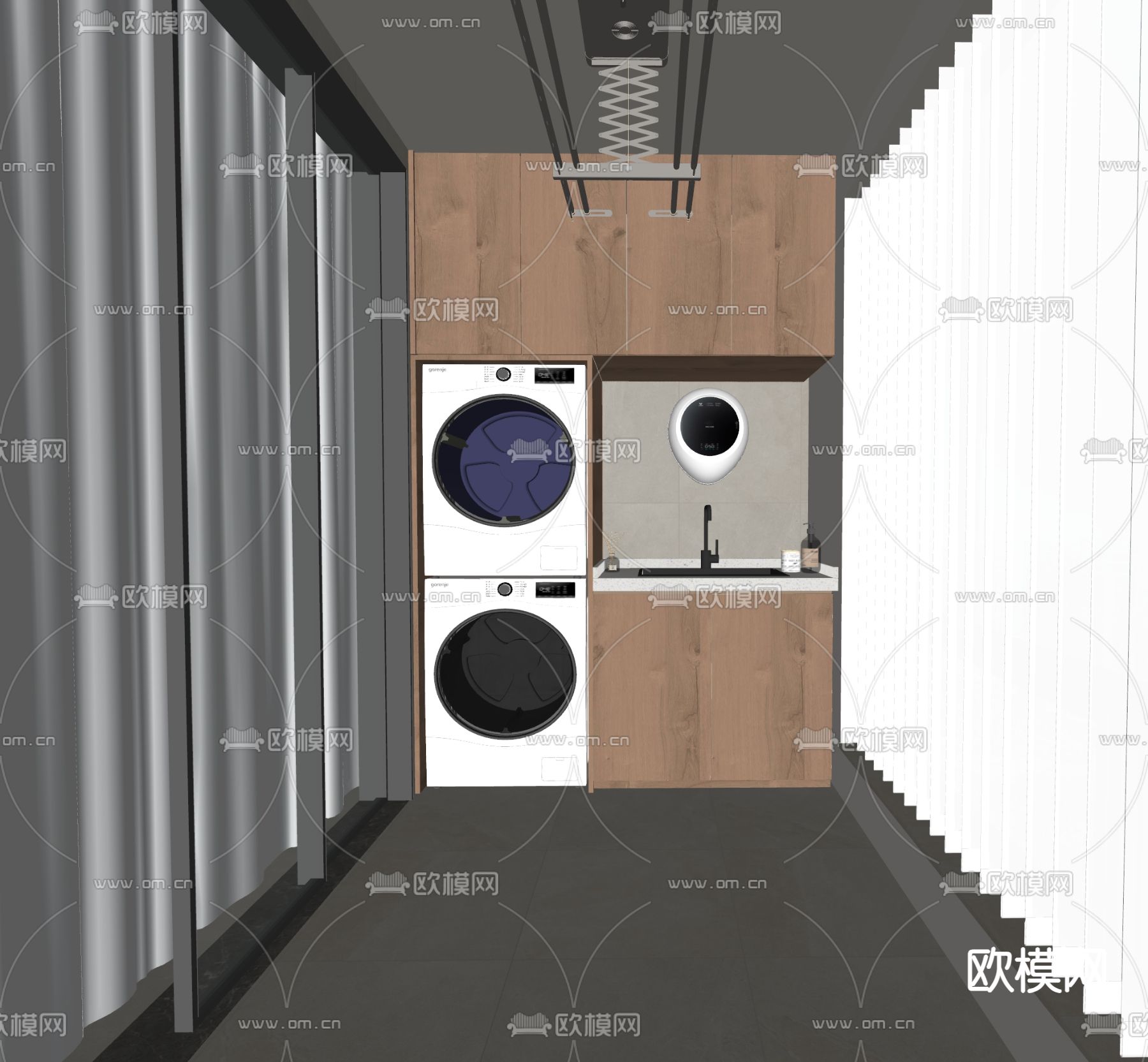 现代洗衣阳台su模型下载（渲染图2）