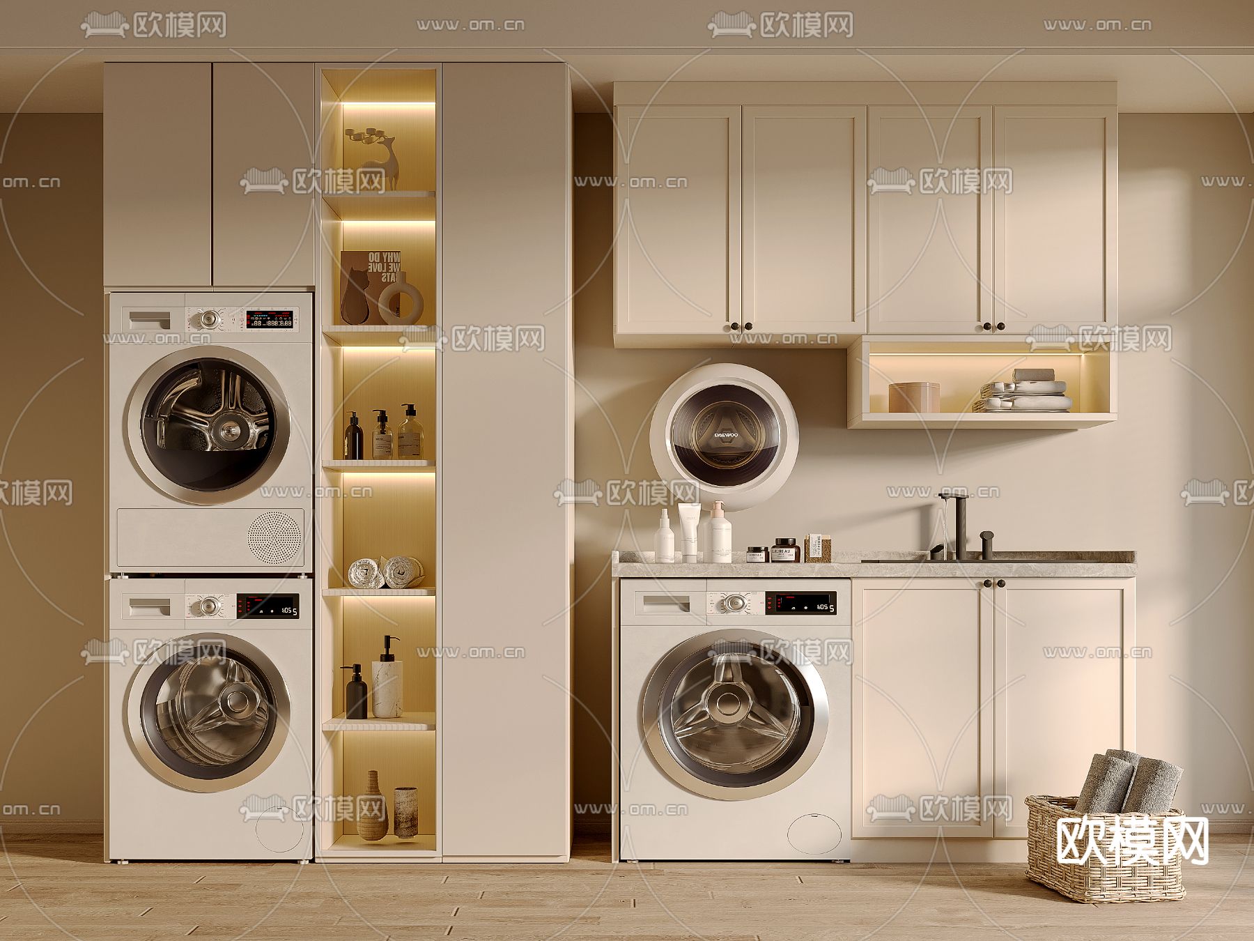洗衣机柜 阳台柜3d模型下载