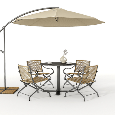  现代户外椅 遮阳伞su模型 