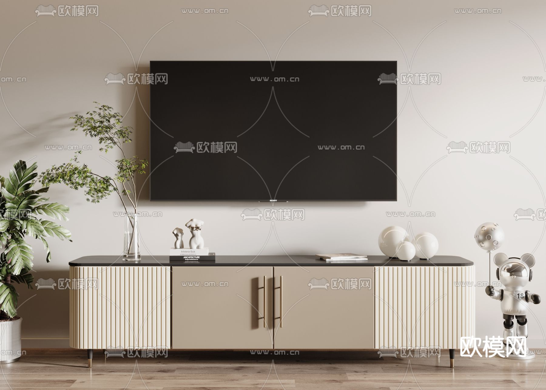 现代电视柜3d模型下载