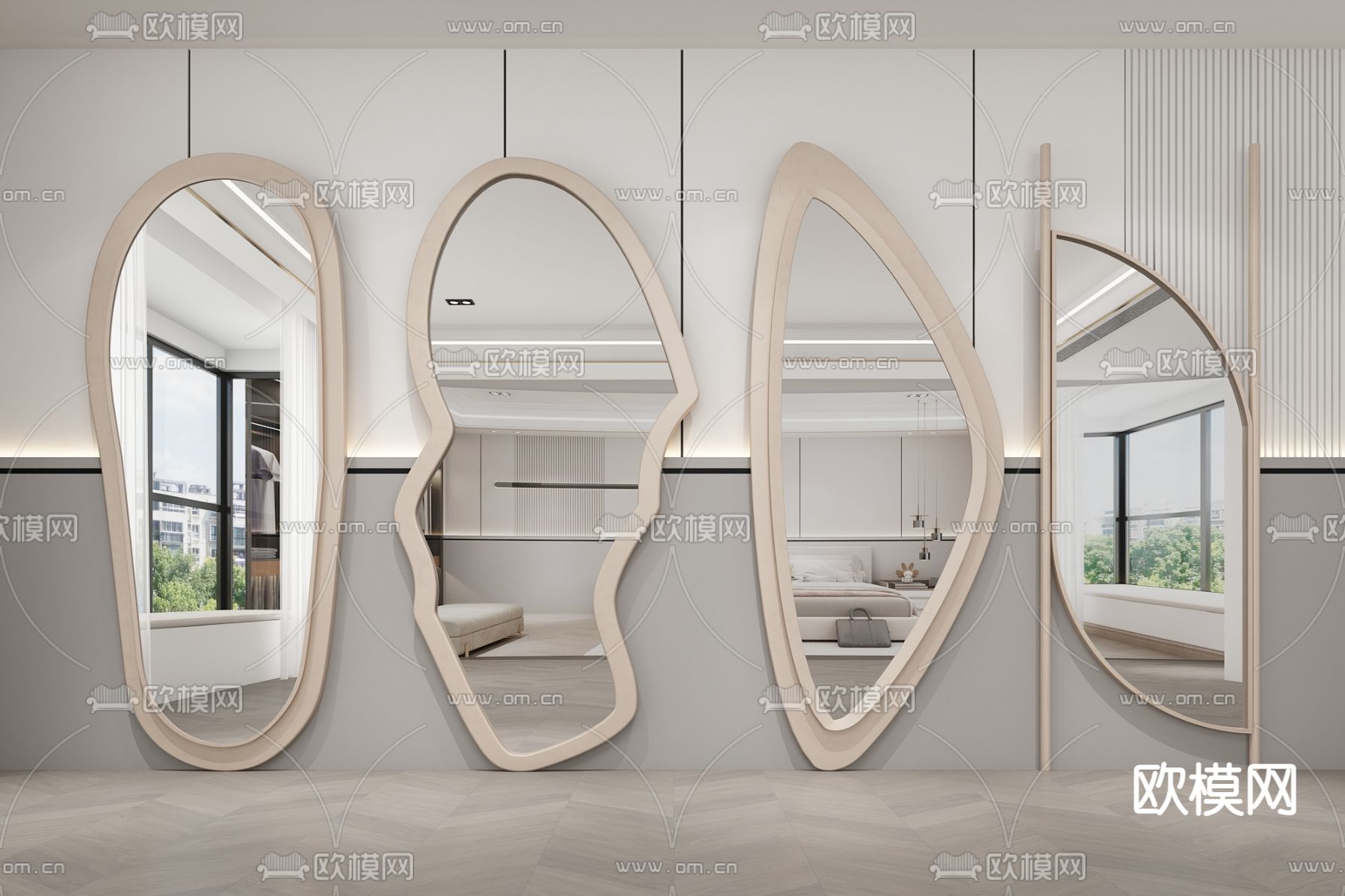 异形镜子 全身镜 穿衣镜3d模型下载