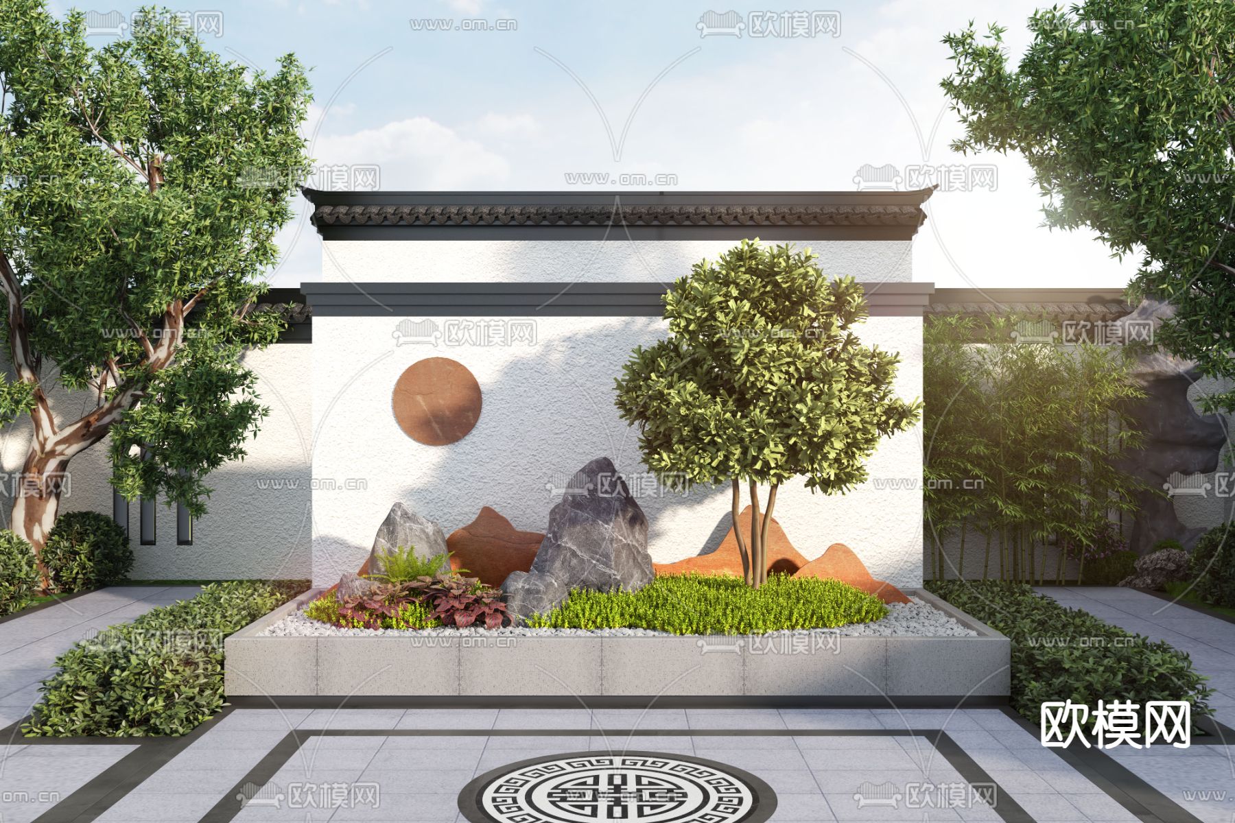 庭院景观 绿植造景 植物堆3d模型下载