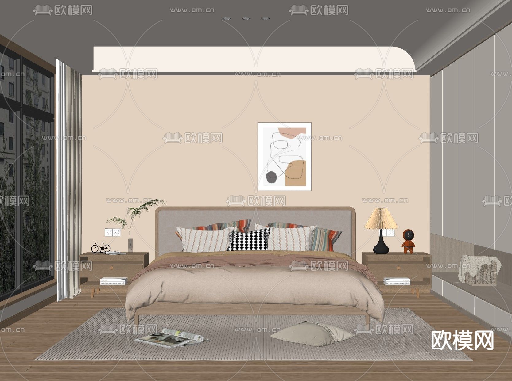 北欧卧室 主人房su模型下载（渲染图2）