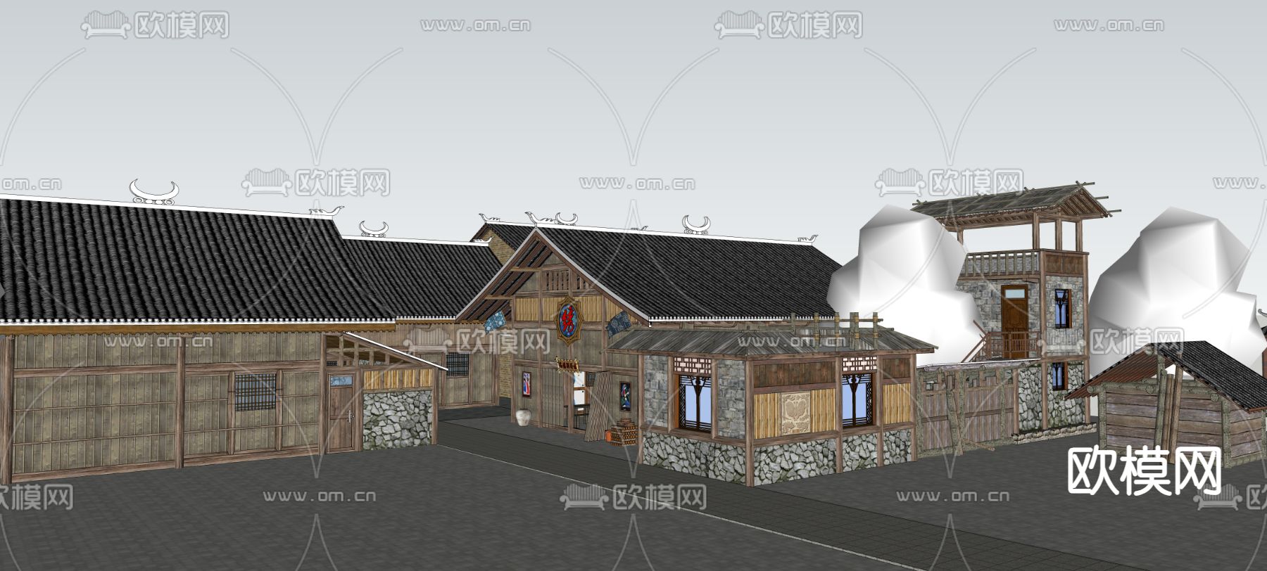 美丽乡村景观su模型下载（渲染图2）