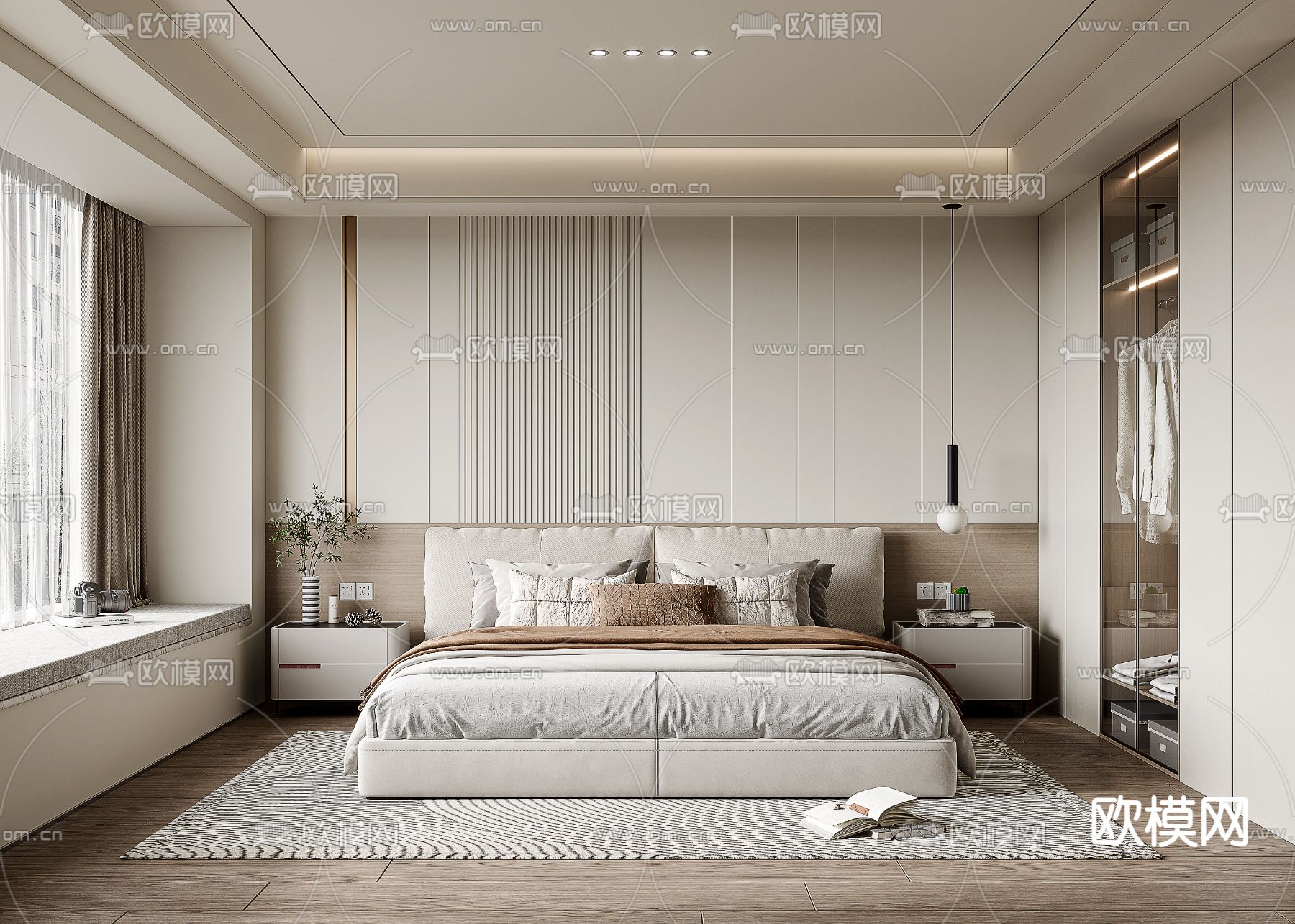 现代卧室 主人房3d模型下载