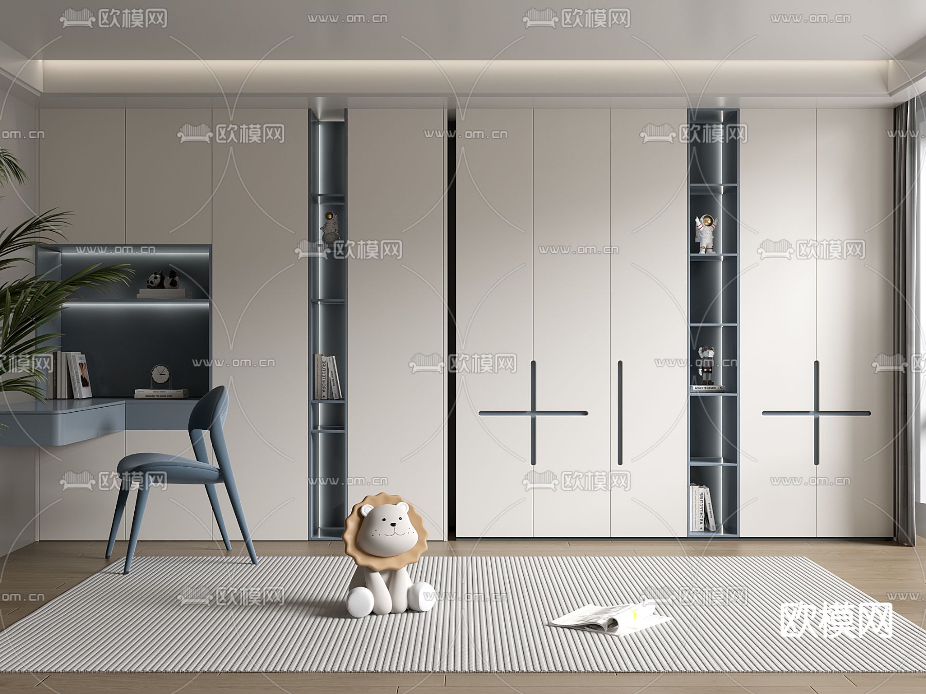 儿童衣柜 书桌3d模型下载