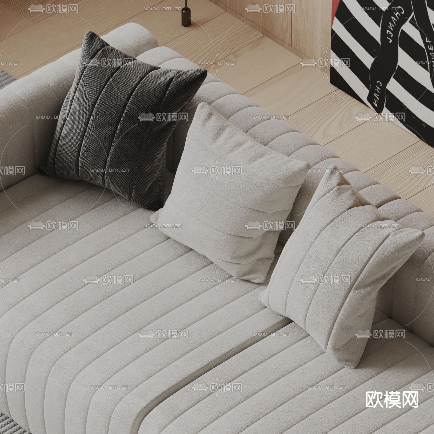 沙发抱枕 靠枕su模型下载（渲染图1）