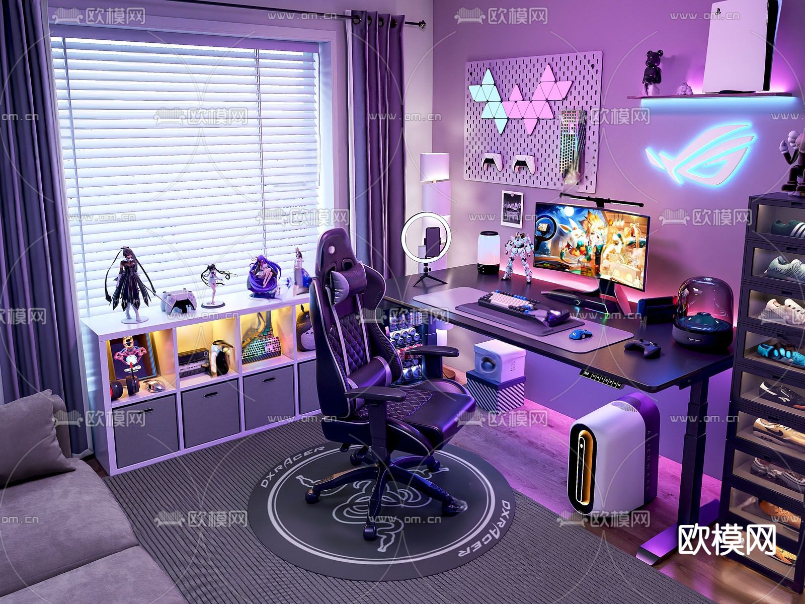 现代电竞书房su模型下载（渲染图1）