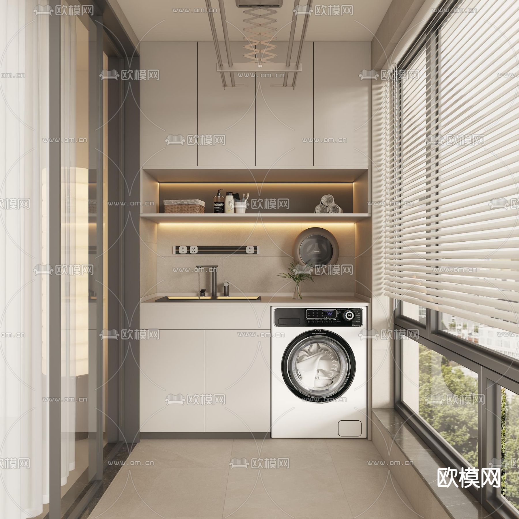 生活阳台 洗衣房3d模型下载