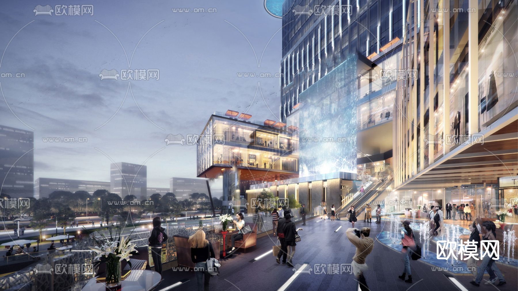 商业广场 商业街3d模型下载