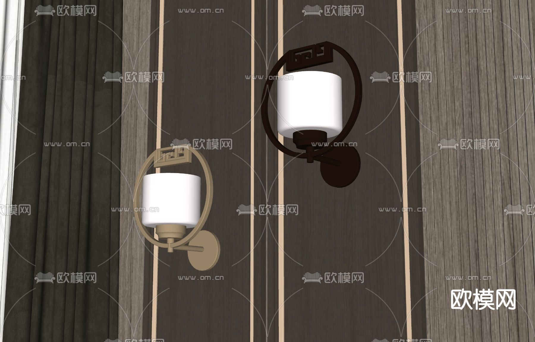 新中式金属壁灯su模型下载（渲染图2）