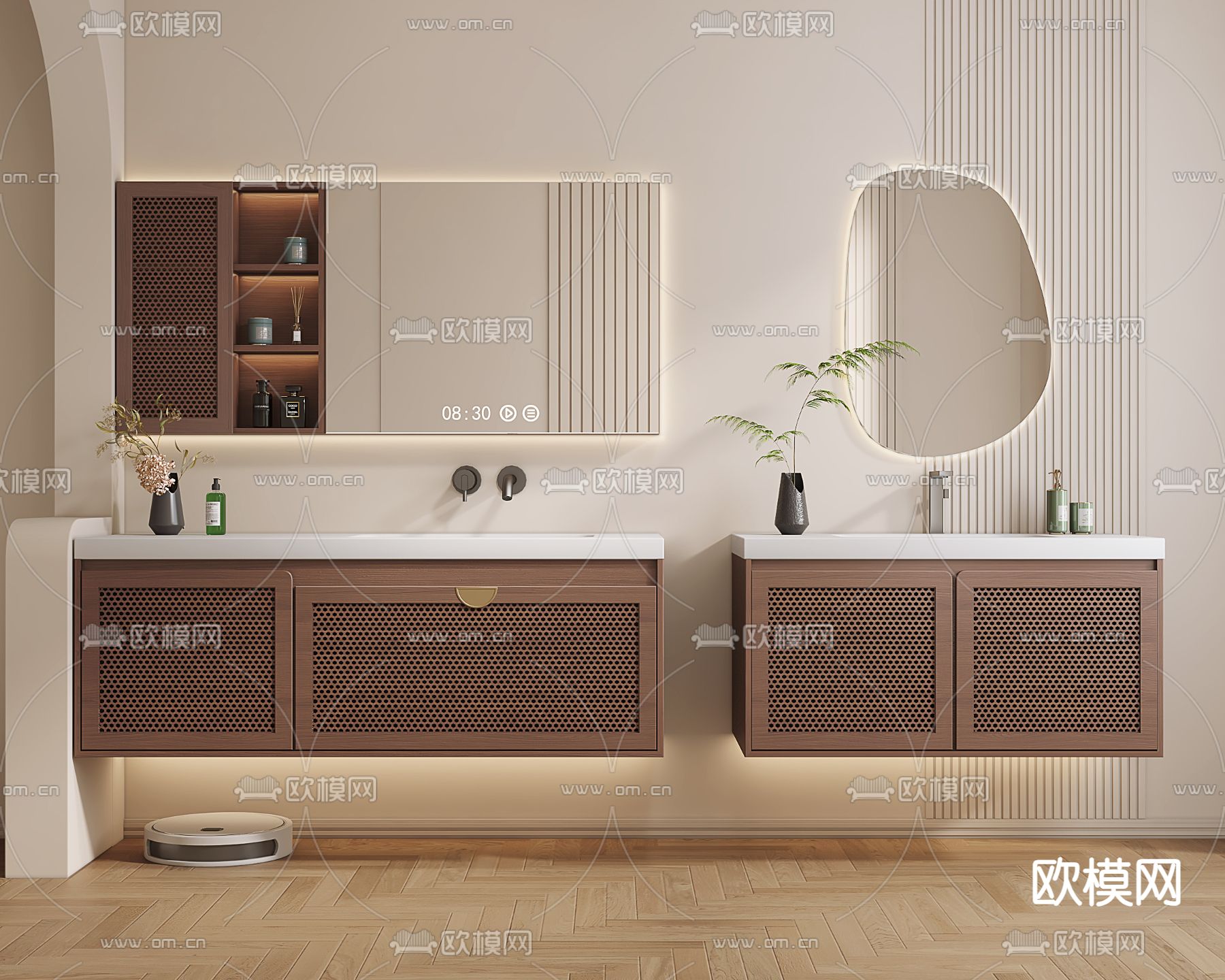 侘寂浴室柜 洗手盆 洗手台3d模型下载
