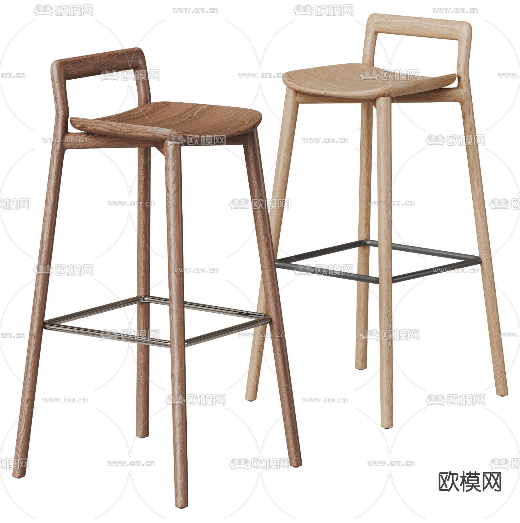 原木吧椅 吧凳 高脚凳3d模型下载