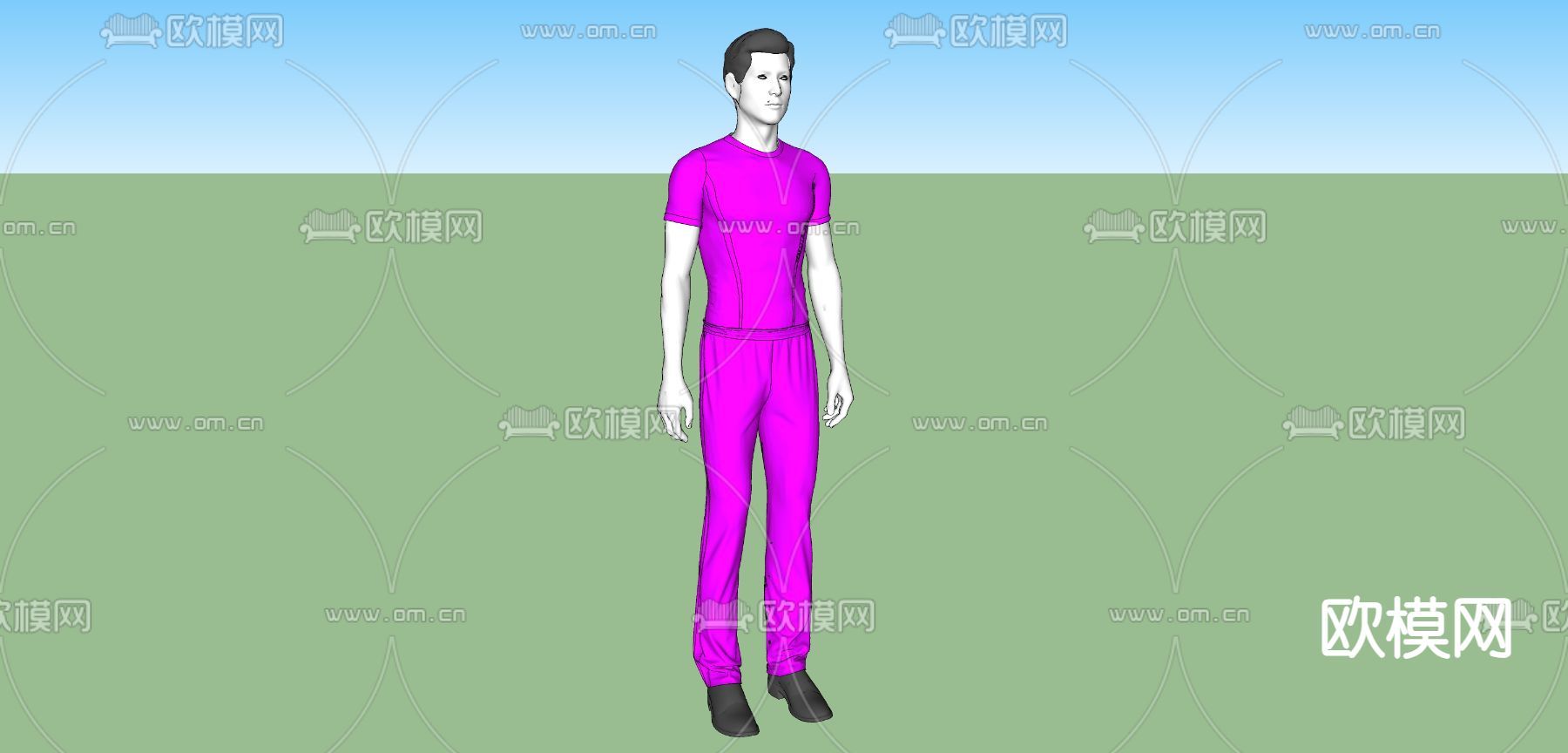 男士人物模特su模型下载（渲染图2）