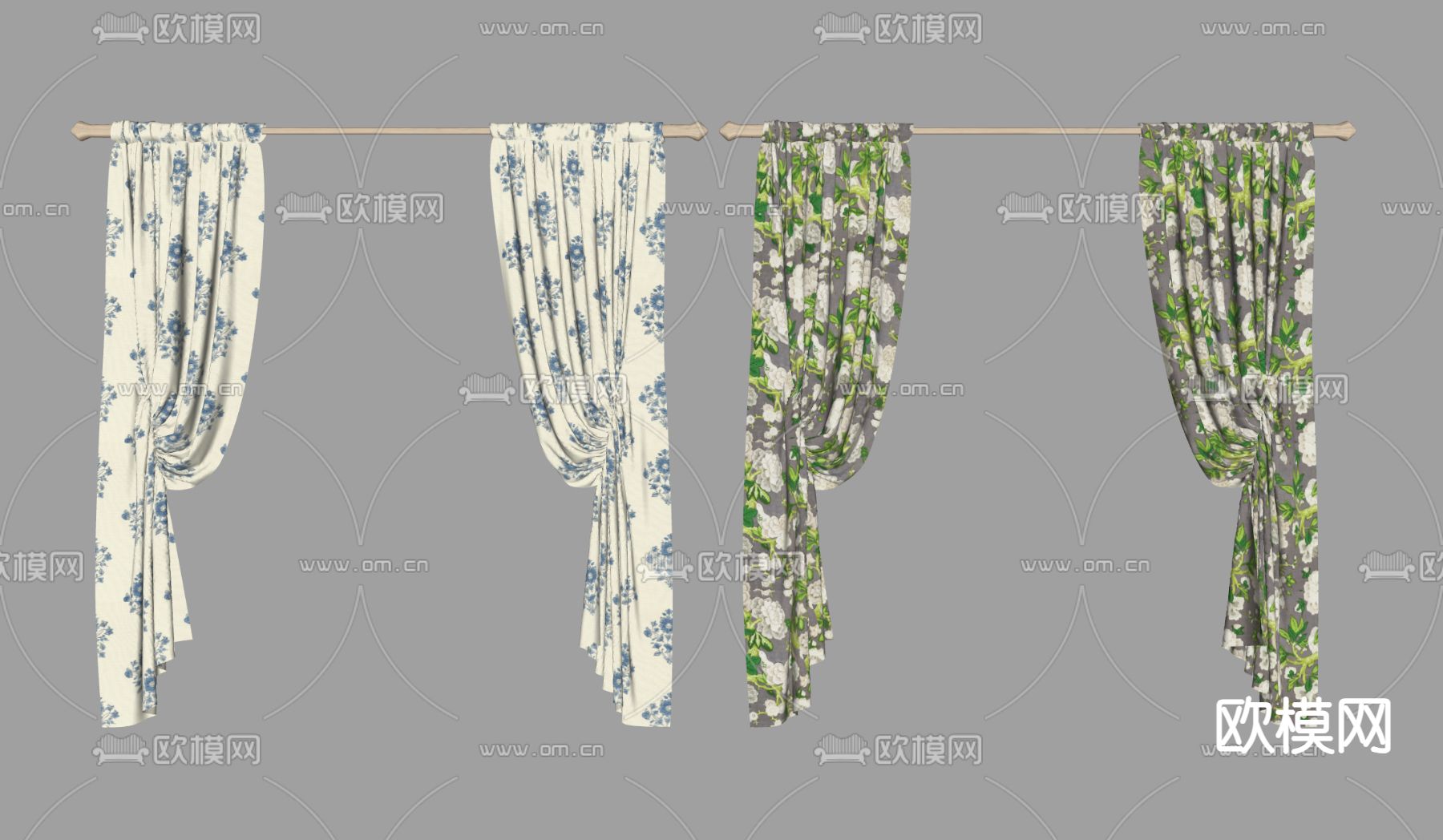 北欧窗帘su模型下载（渲染图2）
