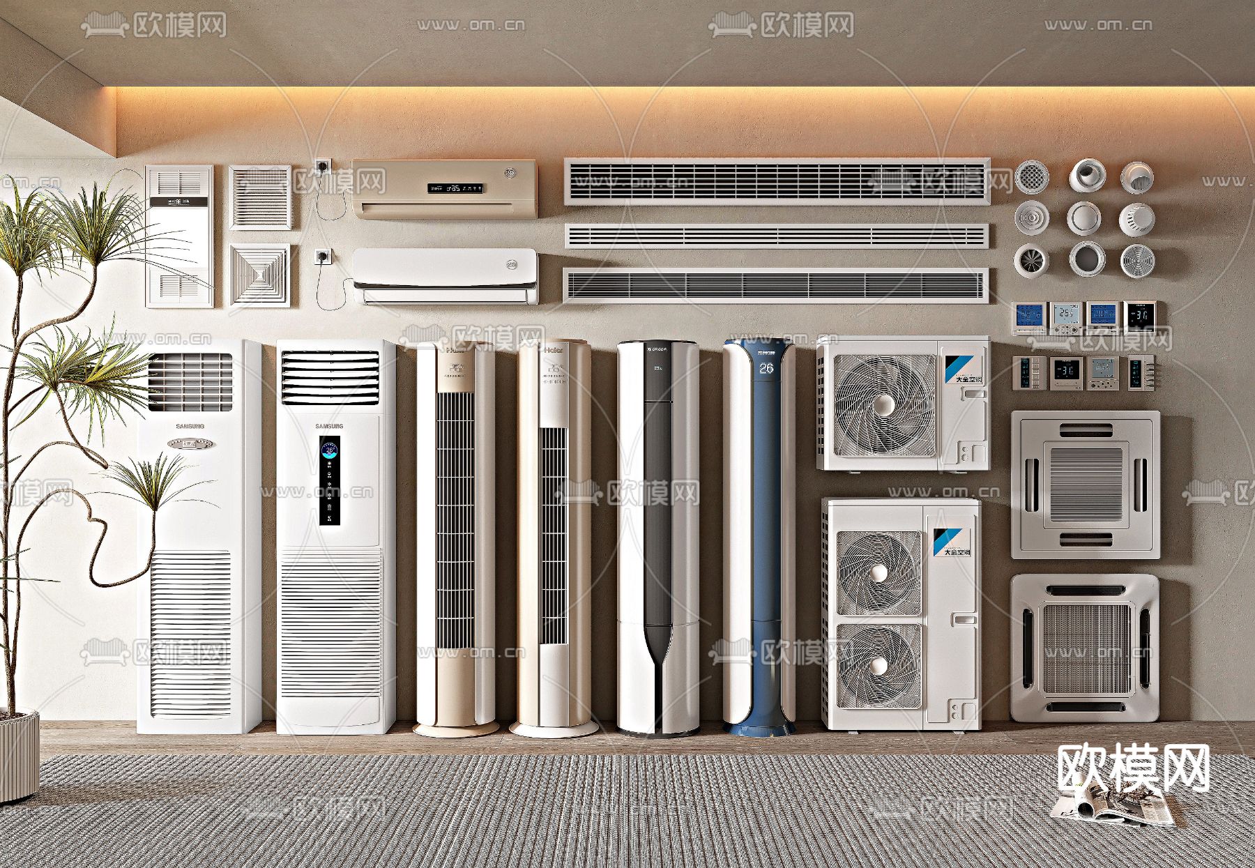 立式空调 中央空调 出风口3d模型下载