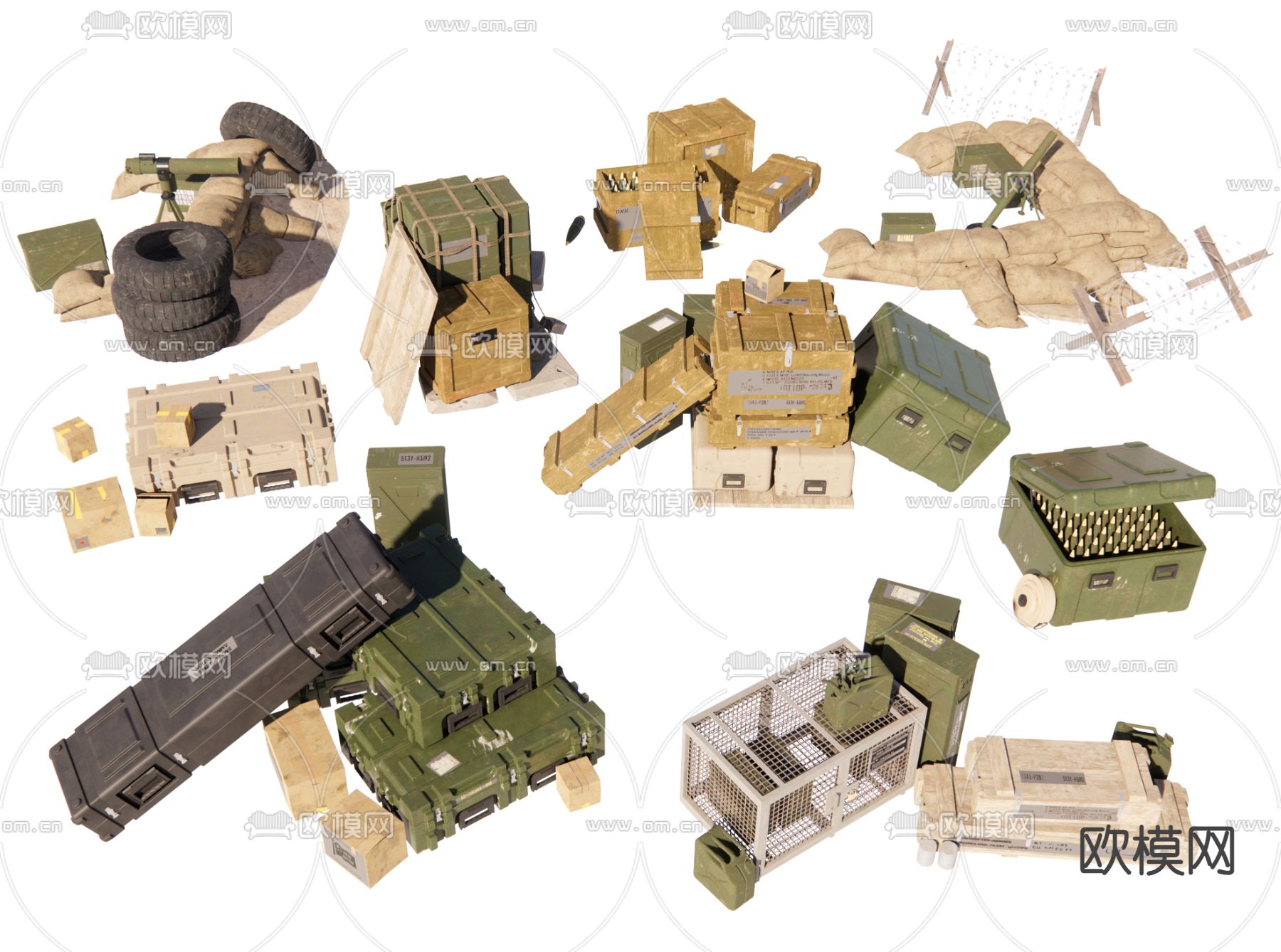 军事器材 军火箱 工具箱su模型下载（渲染图1）