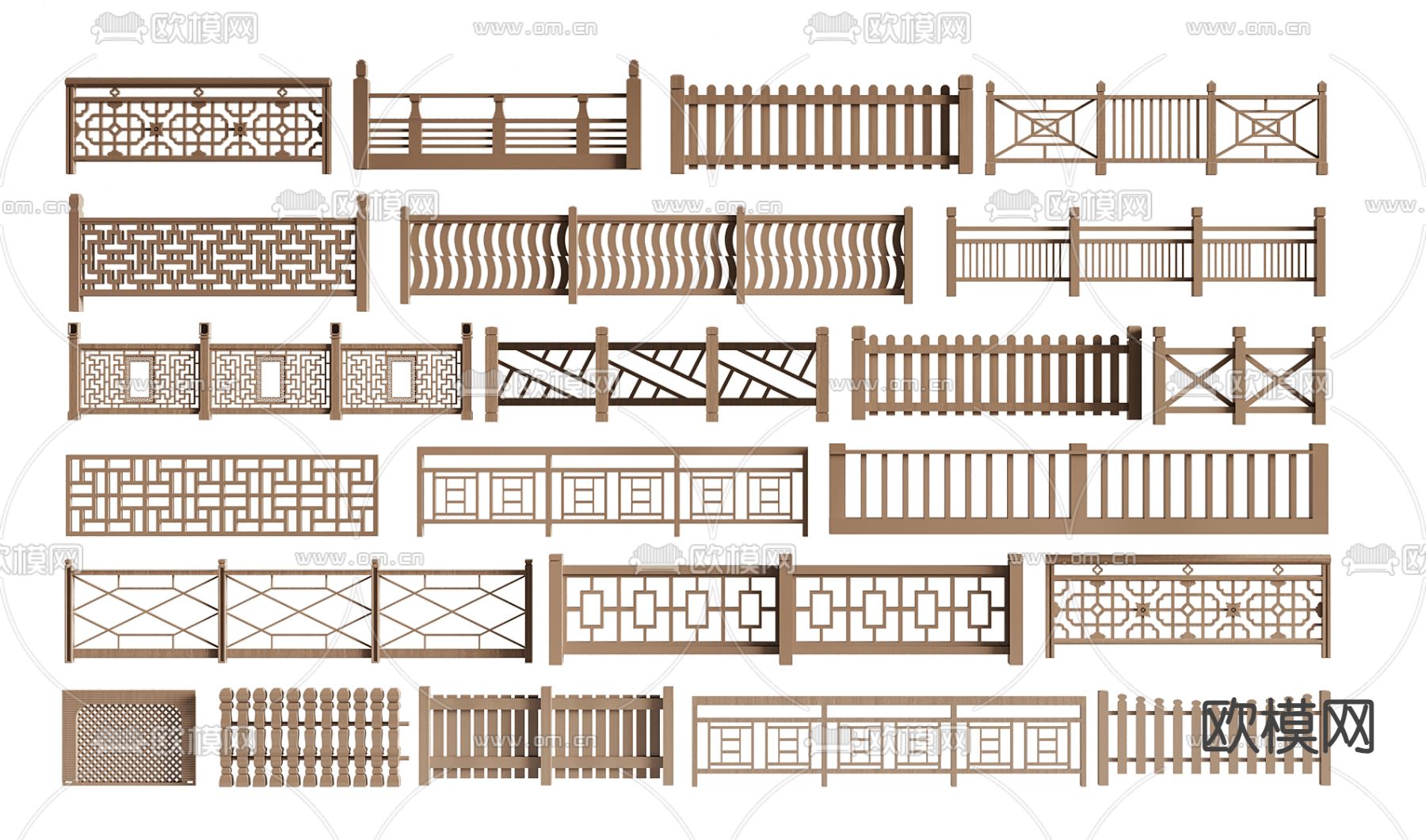 篱笆 围栏 护栏 木栅栏 栏河3d模型下载