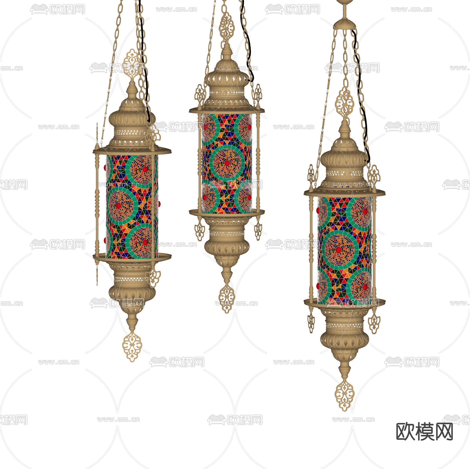 东南亚吊灯su模型下载（渲染图2）