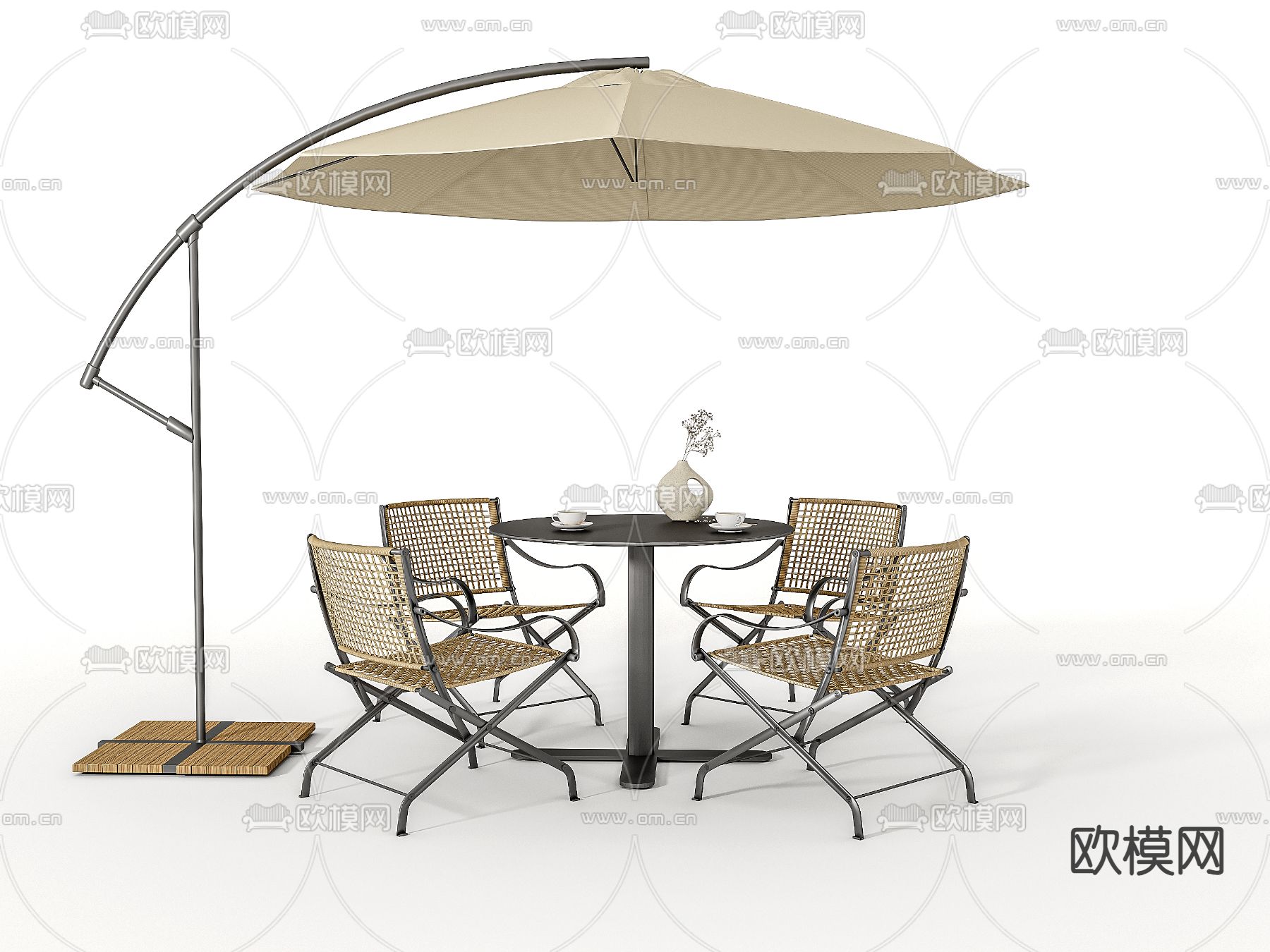 现代户外椅 遮阳伞su模型下载（渲染图1）