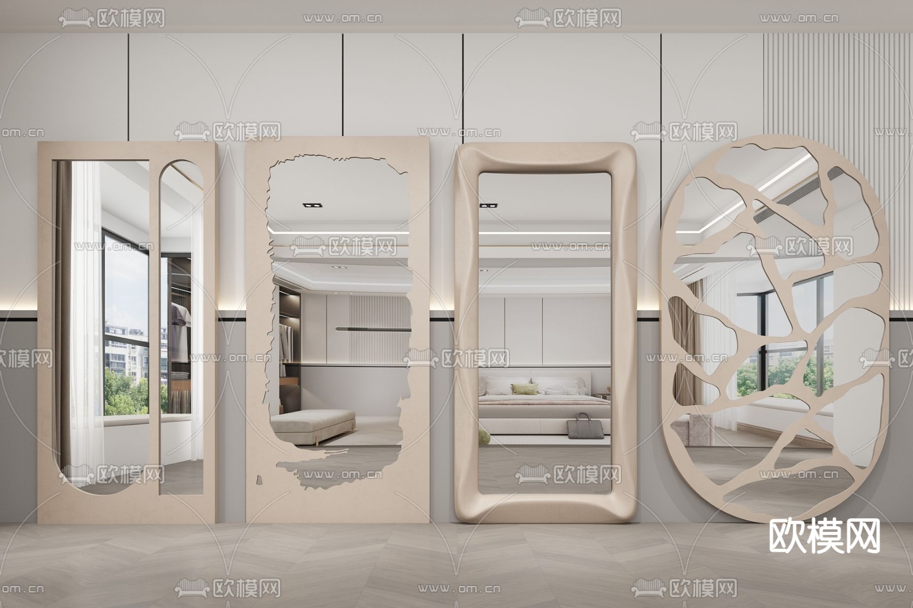 异形镜子 全身镜 穿衣镜3d模型下载