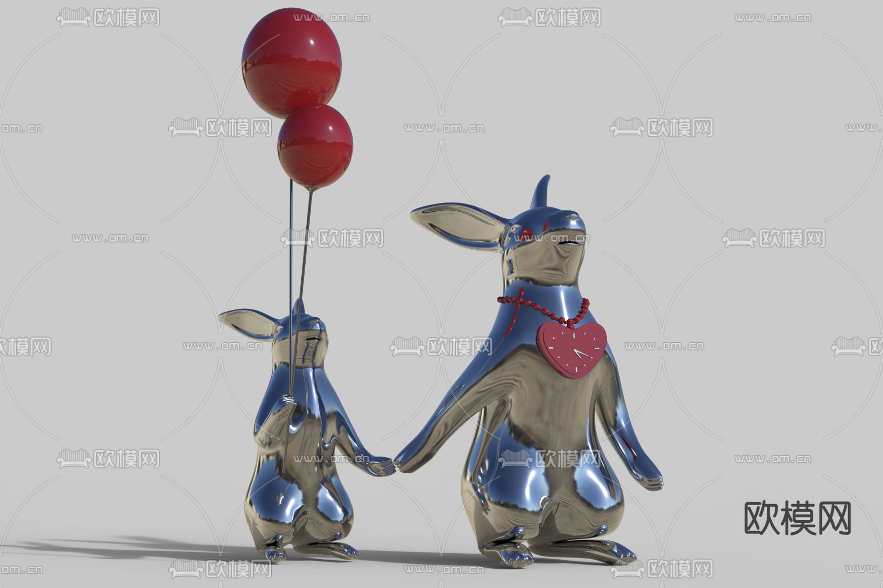 商业广场 兔子雕塑 公共艺术3d模型下载（渲染图4）