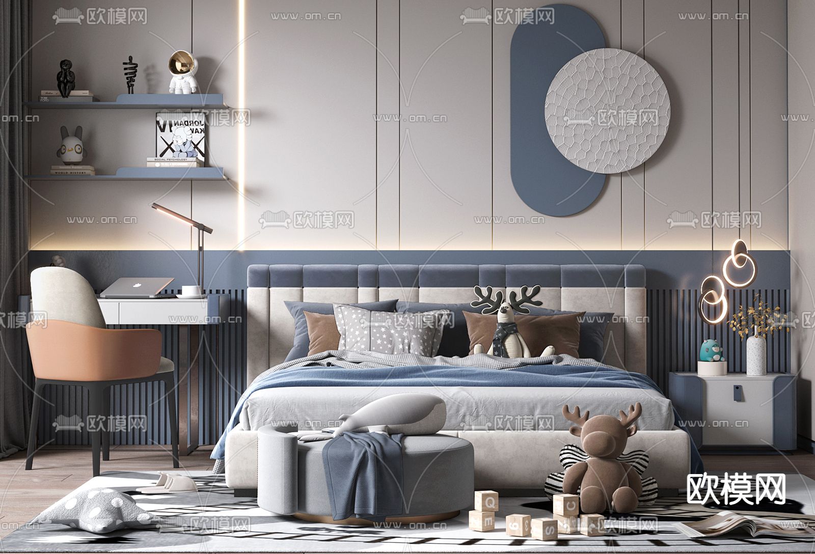 儿童房 男孩房 小孩房3d模型下载（渲染图2）