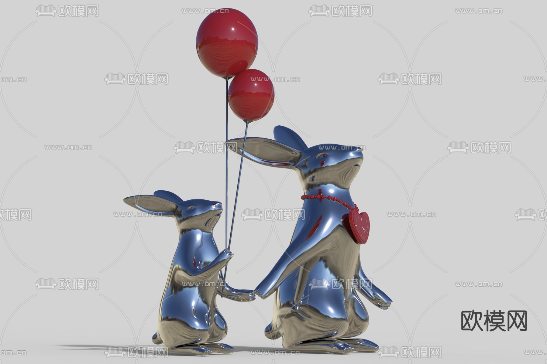 商业广场 兔子雕塑 公共艺术3d模型下载（渲染图2）